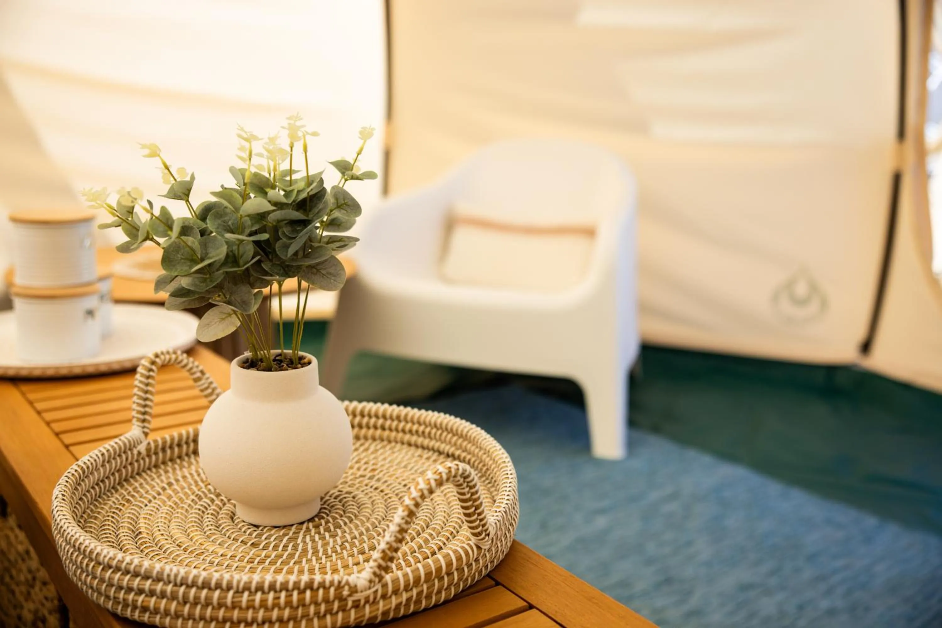 Seating area, Bed in Foxton Beach Holiday Park