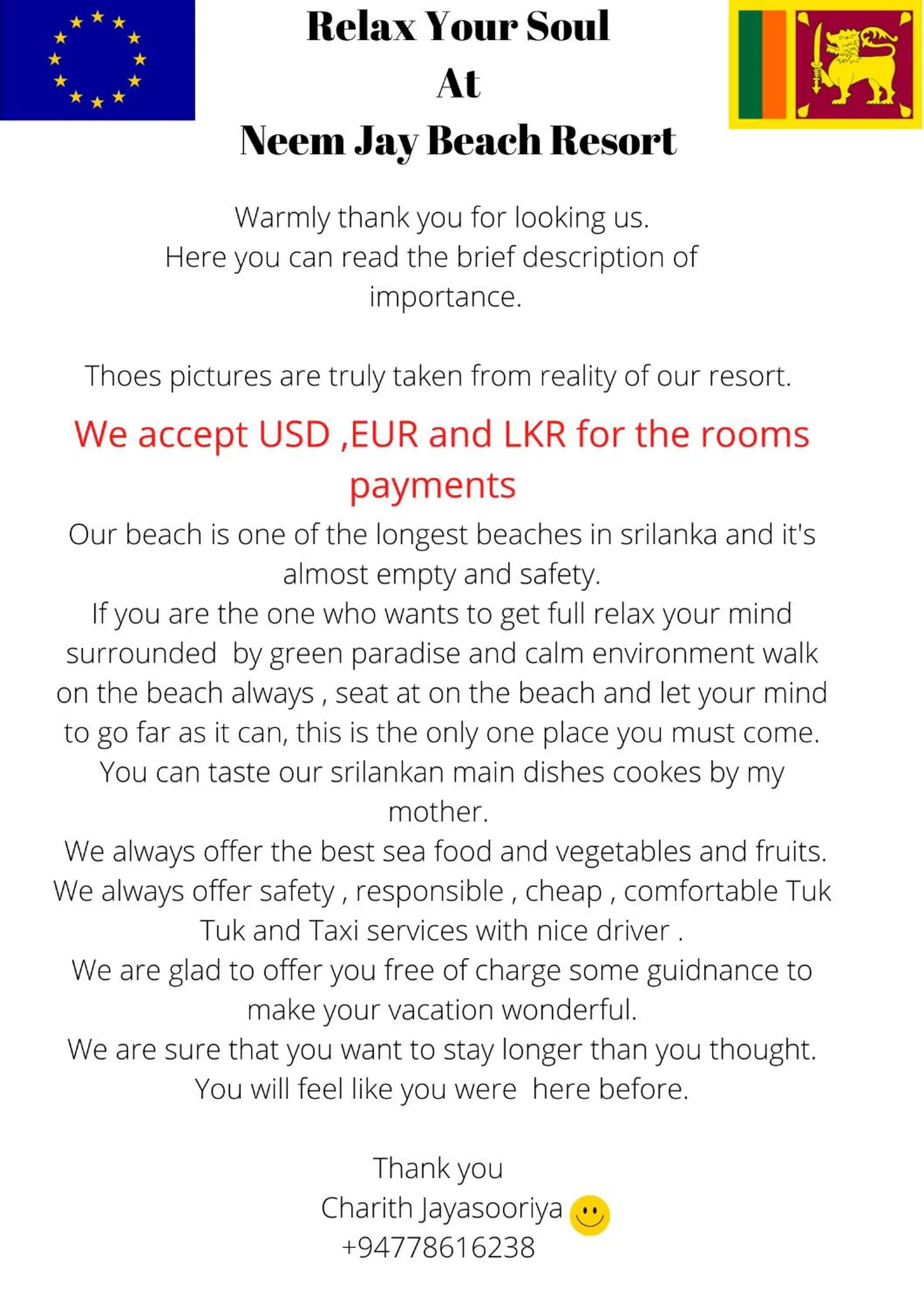 Text overlay in Neem Jay Beach Resort