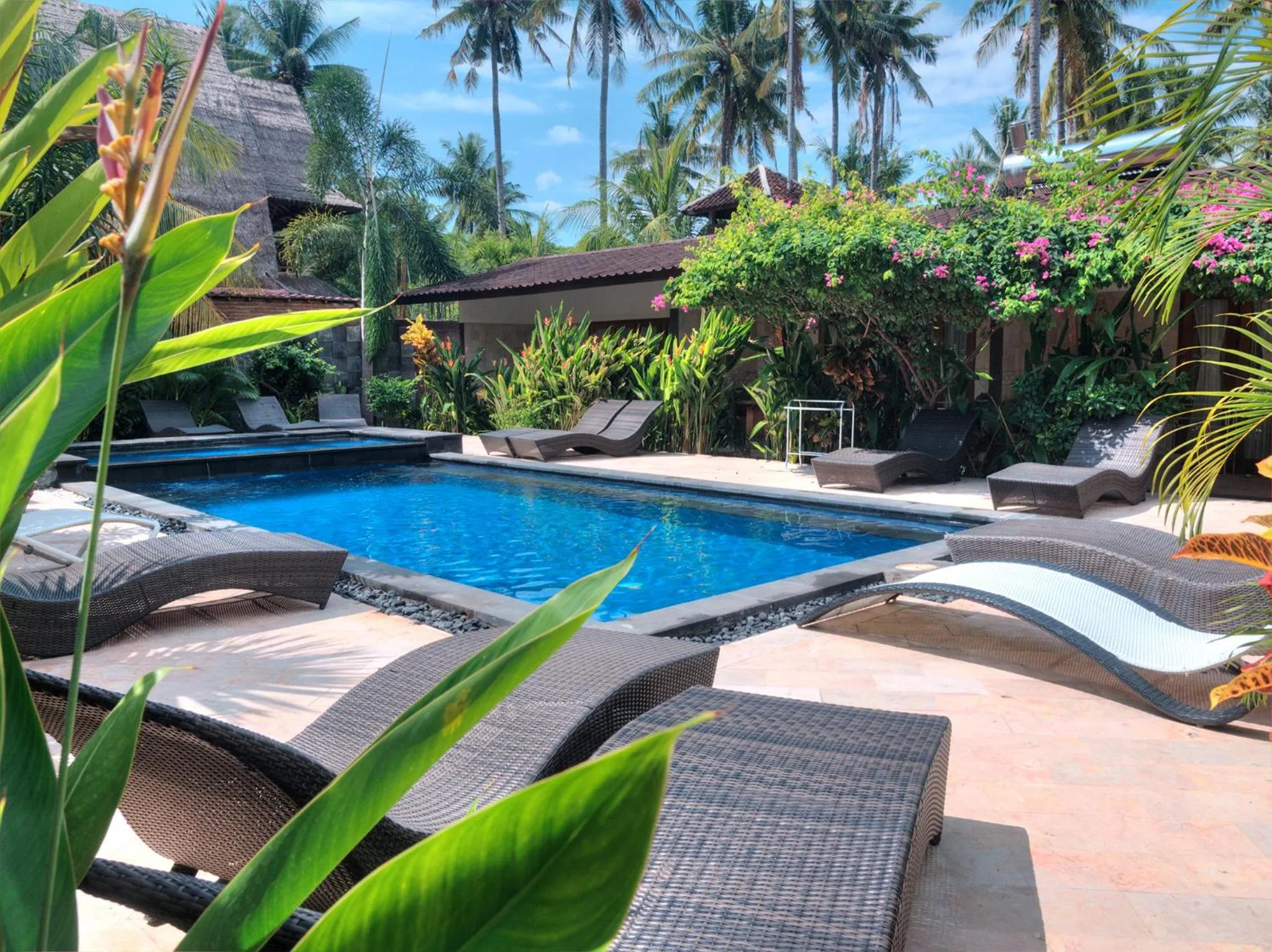 Pool view in Gili Air Bungalows