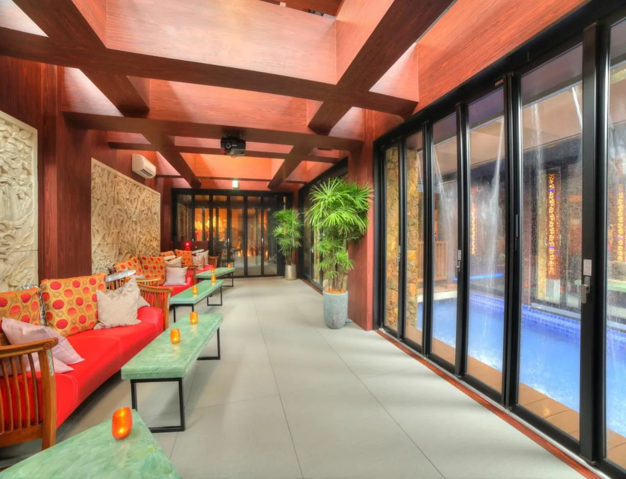 Communal lounge/ TV room in Balinese onsen ryokan Hakone Airu