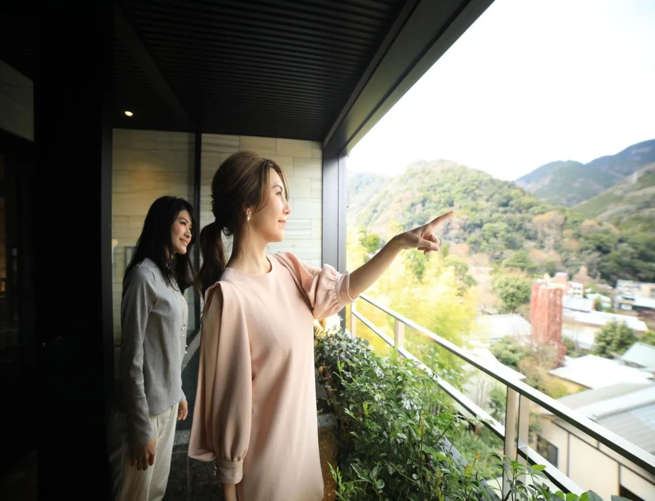 Balcony/Terrace in Balinese onsen ryokan Hakone Airu