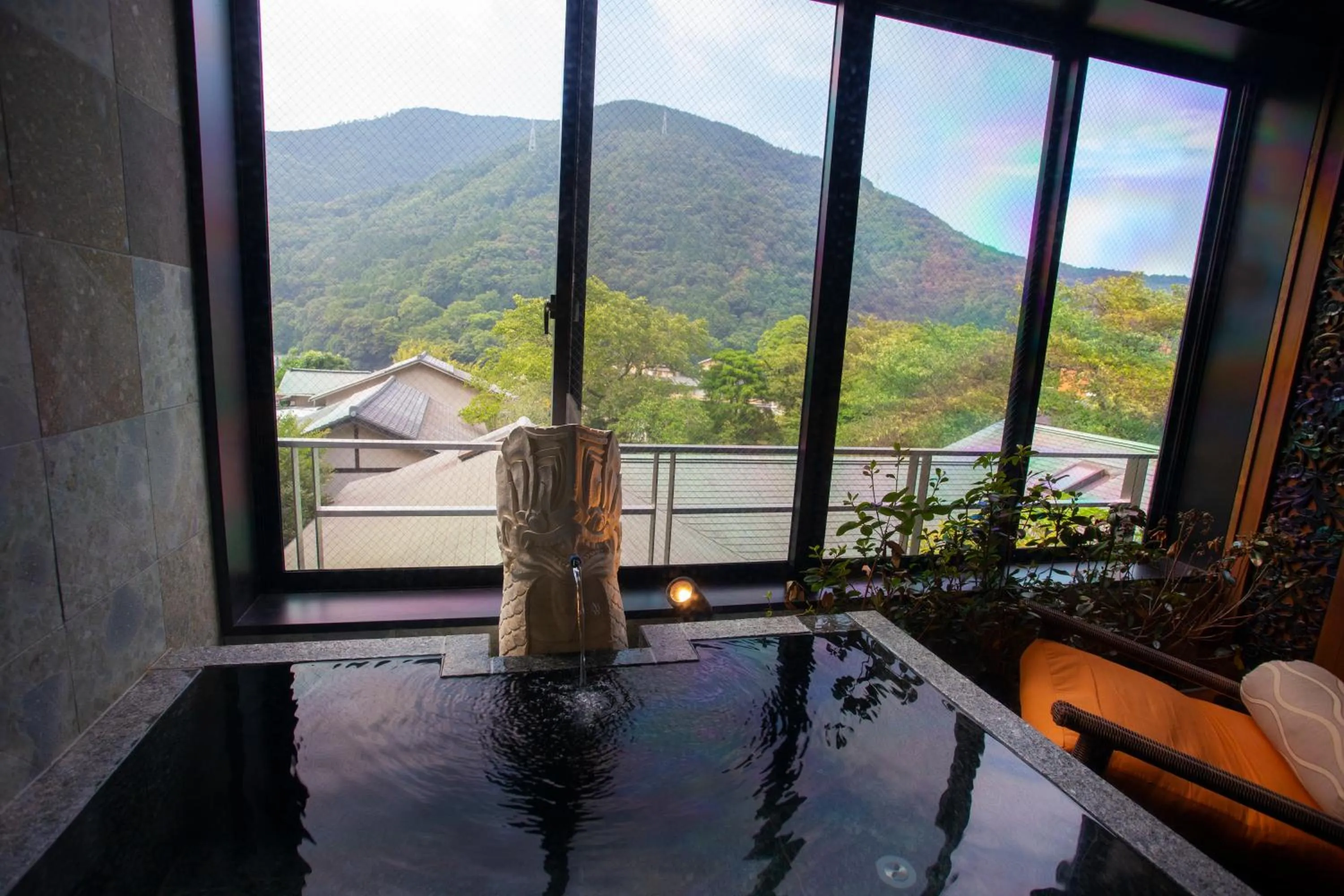 Hot Spring Bath in Balinese onsen ryokan Hakone Airu