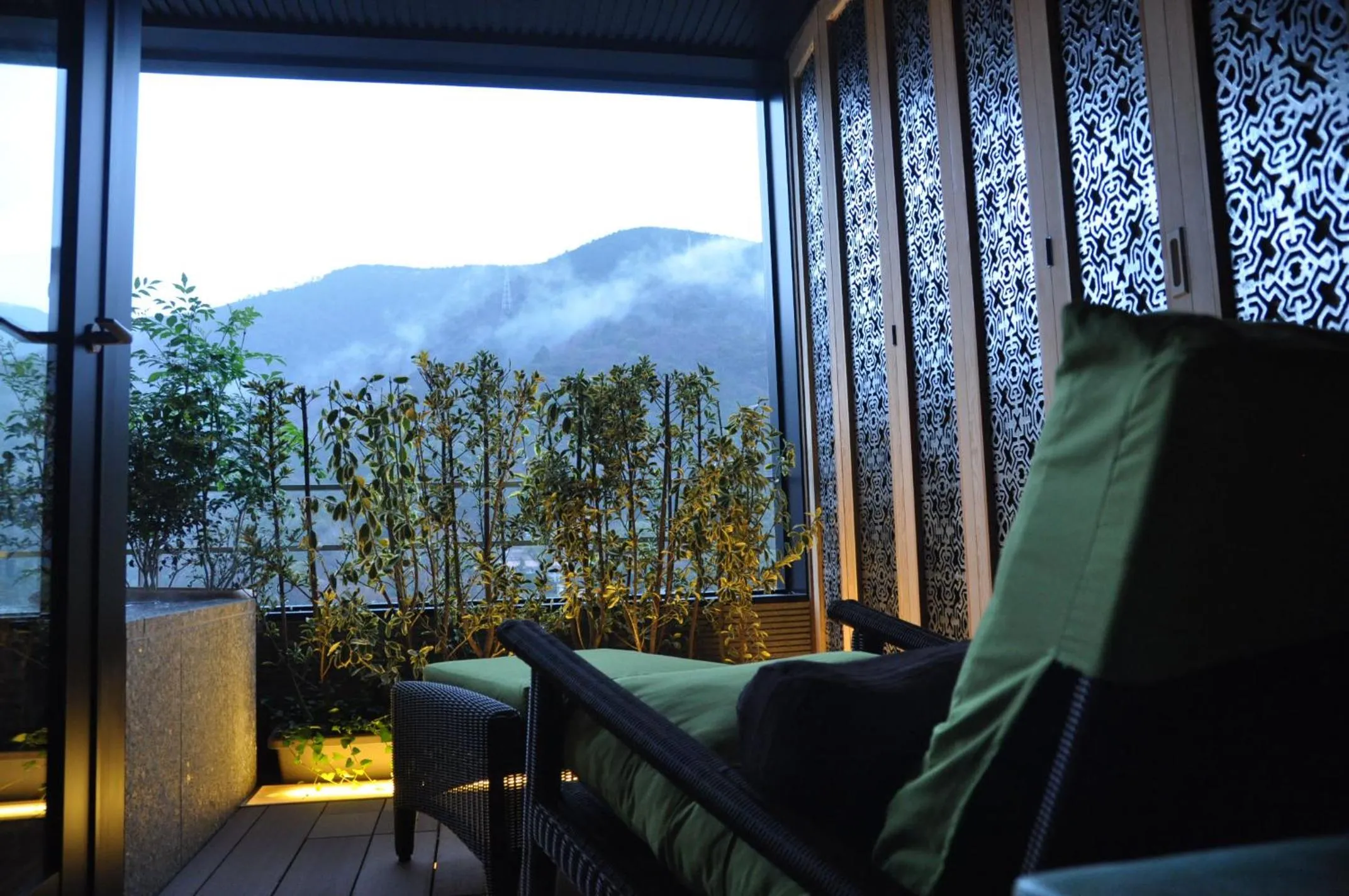 Balcony/Terrace in Balinese onsen ryokan Hakone Airu