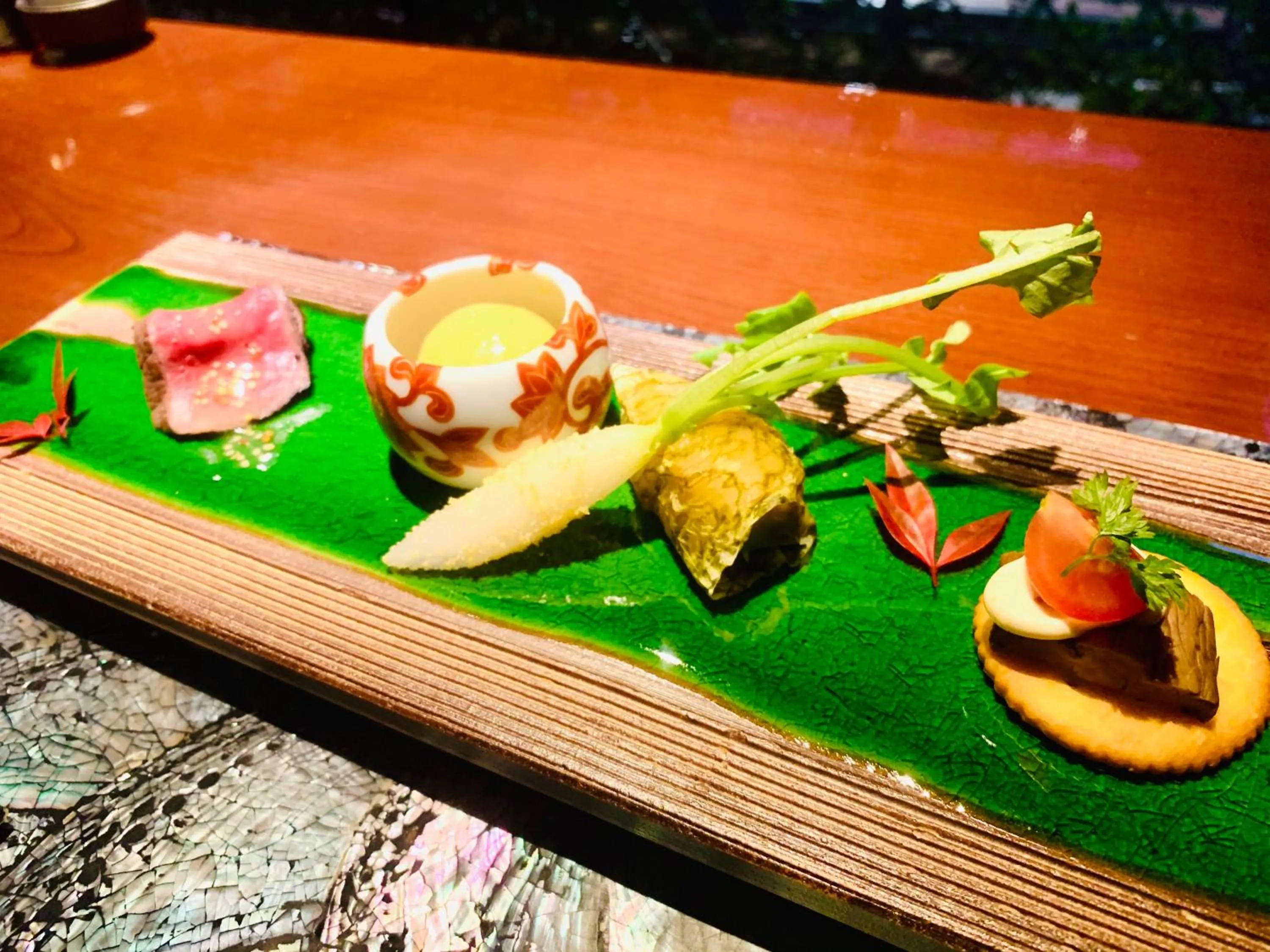 Food close-up in Balinese onsen ryokan Hakone Airu