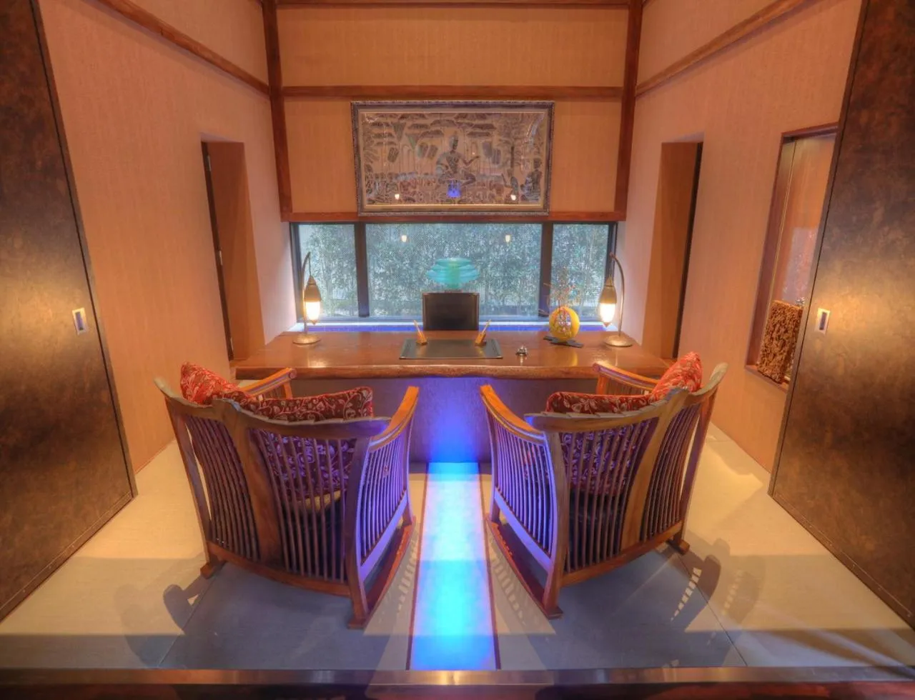 Lobby or reception in Balinese onsen ryokan Hakone Airu