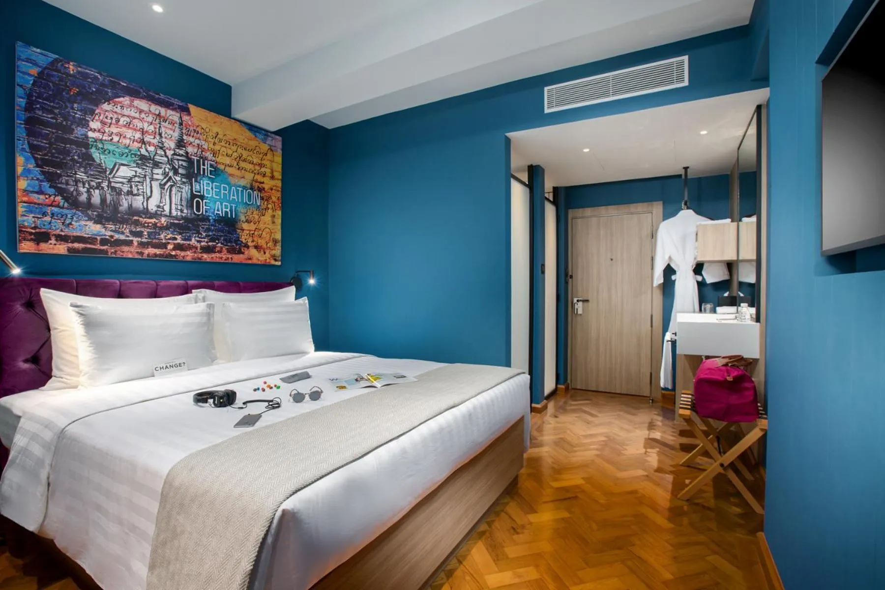 Photo of the whole room, Bed in Hotel G Yangon