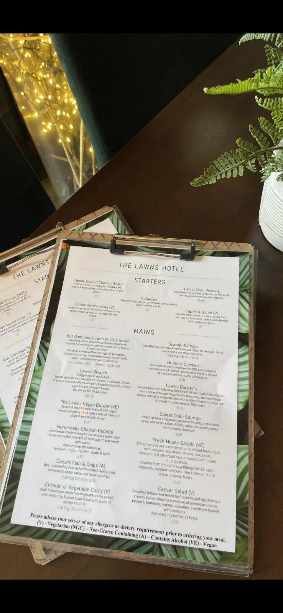 Dinner in The Lawns Hotel