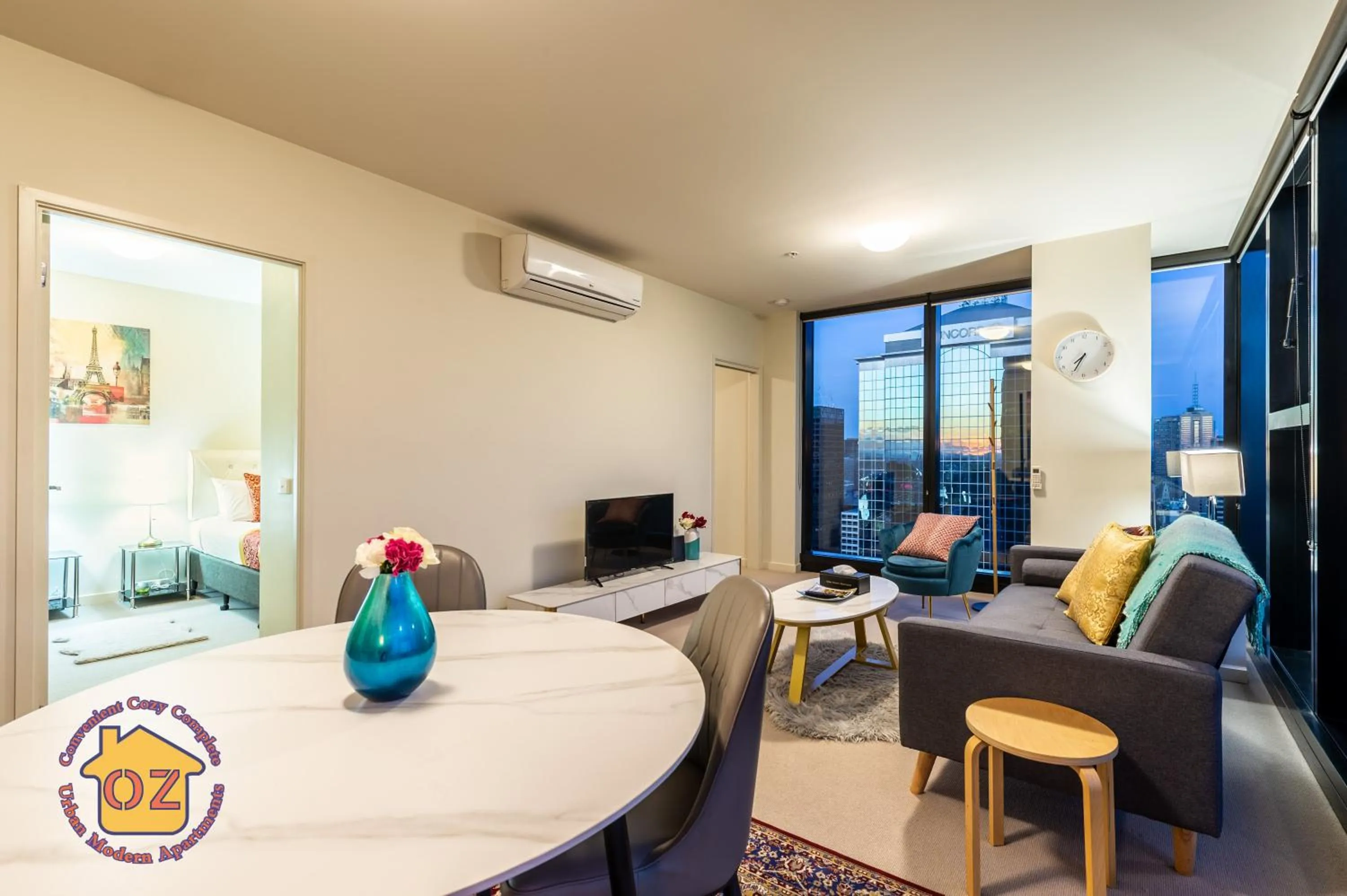Living room in Aussie Escape Apartments-Skyline Collins Tower