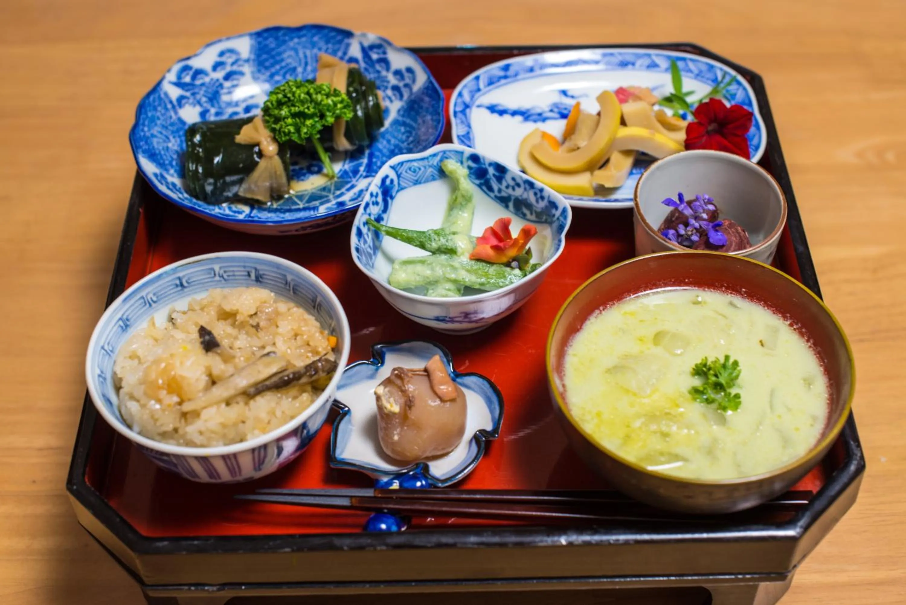 Food close-up in Daichan Farm Guest House