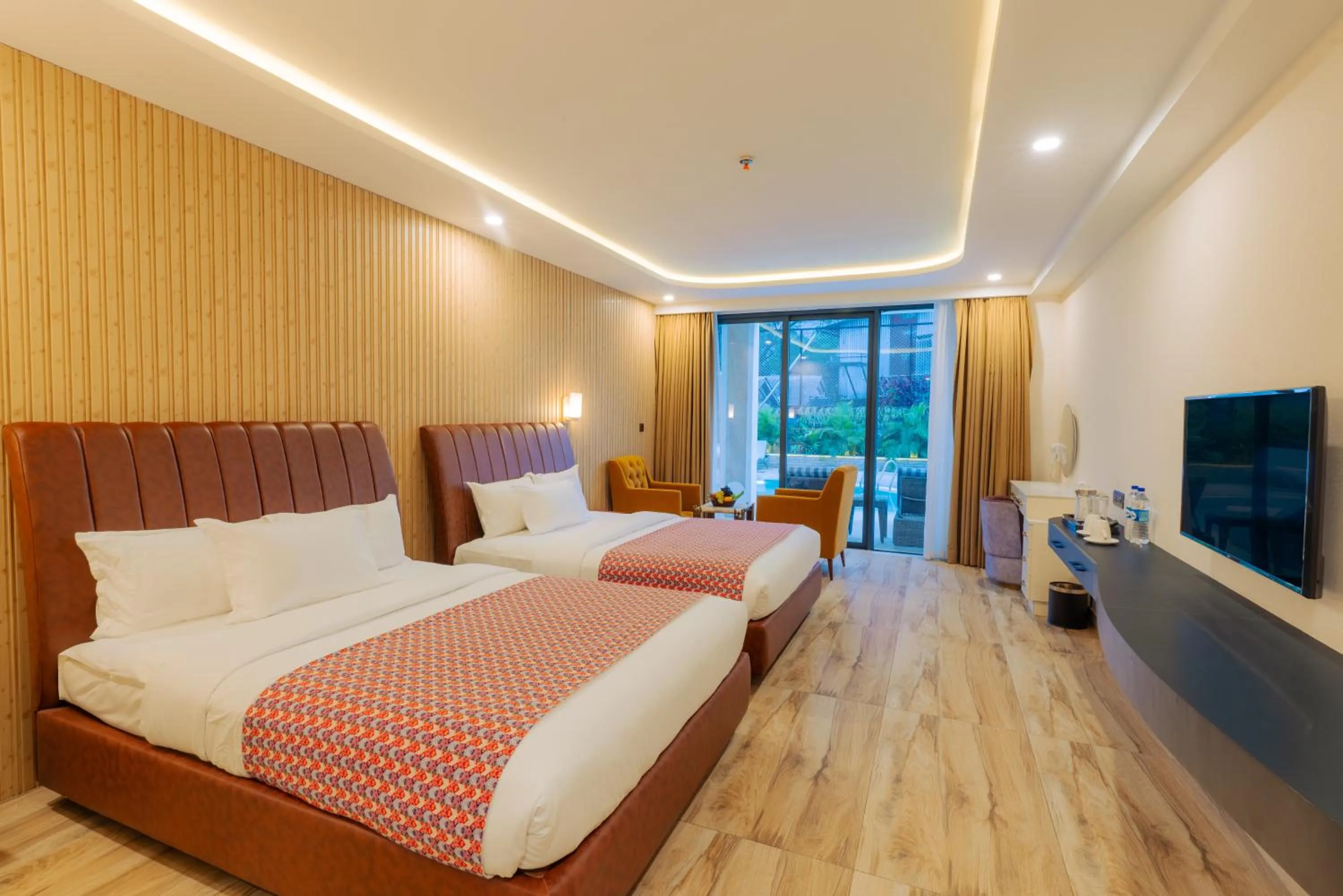 Bed in Lake View Resort