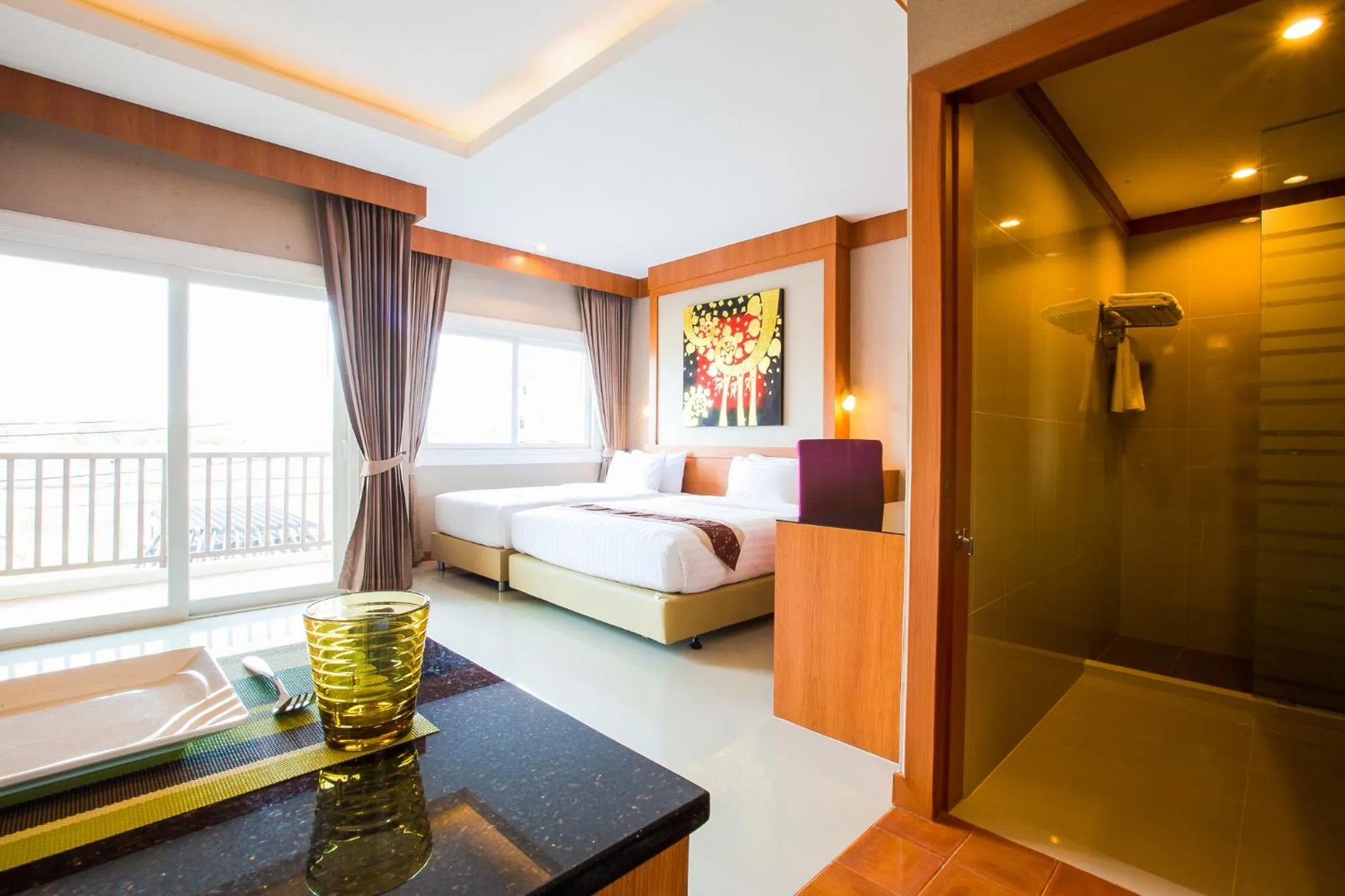 Bed in Romantic Khon Kaen Hotel