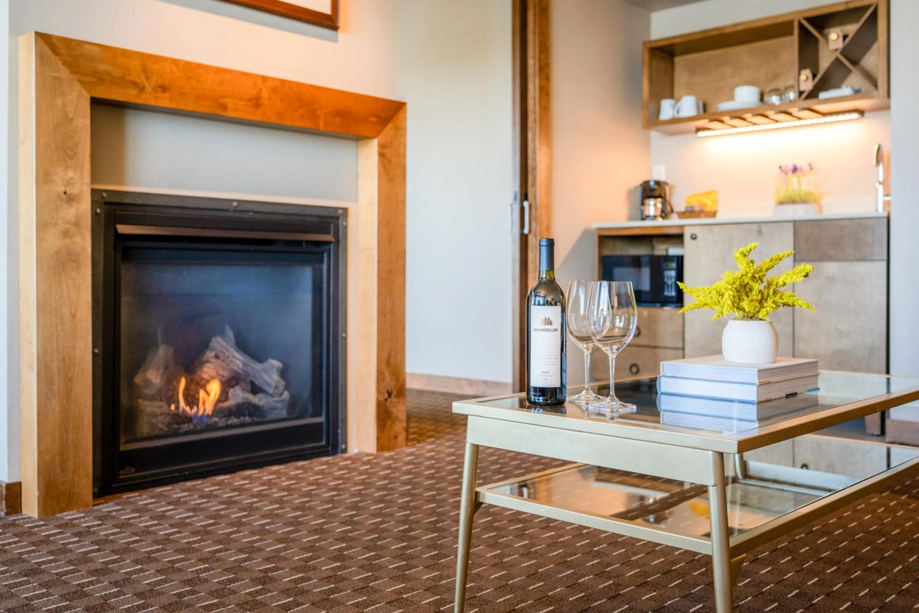 fireplace in The Lodge at Columbia Point
