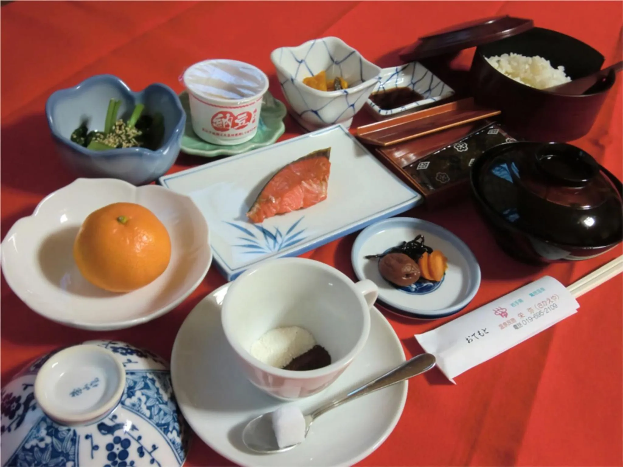 Asian breakfast in Onsen Minshuku Sakaeya