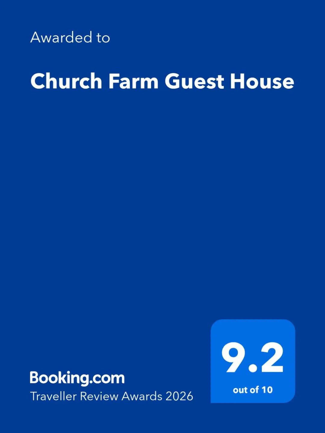 Certificate/Award in Church Farm Guest House