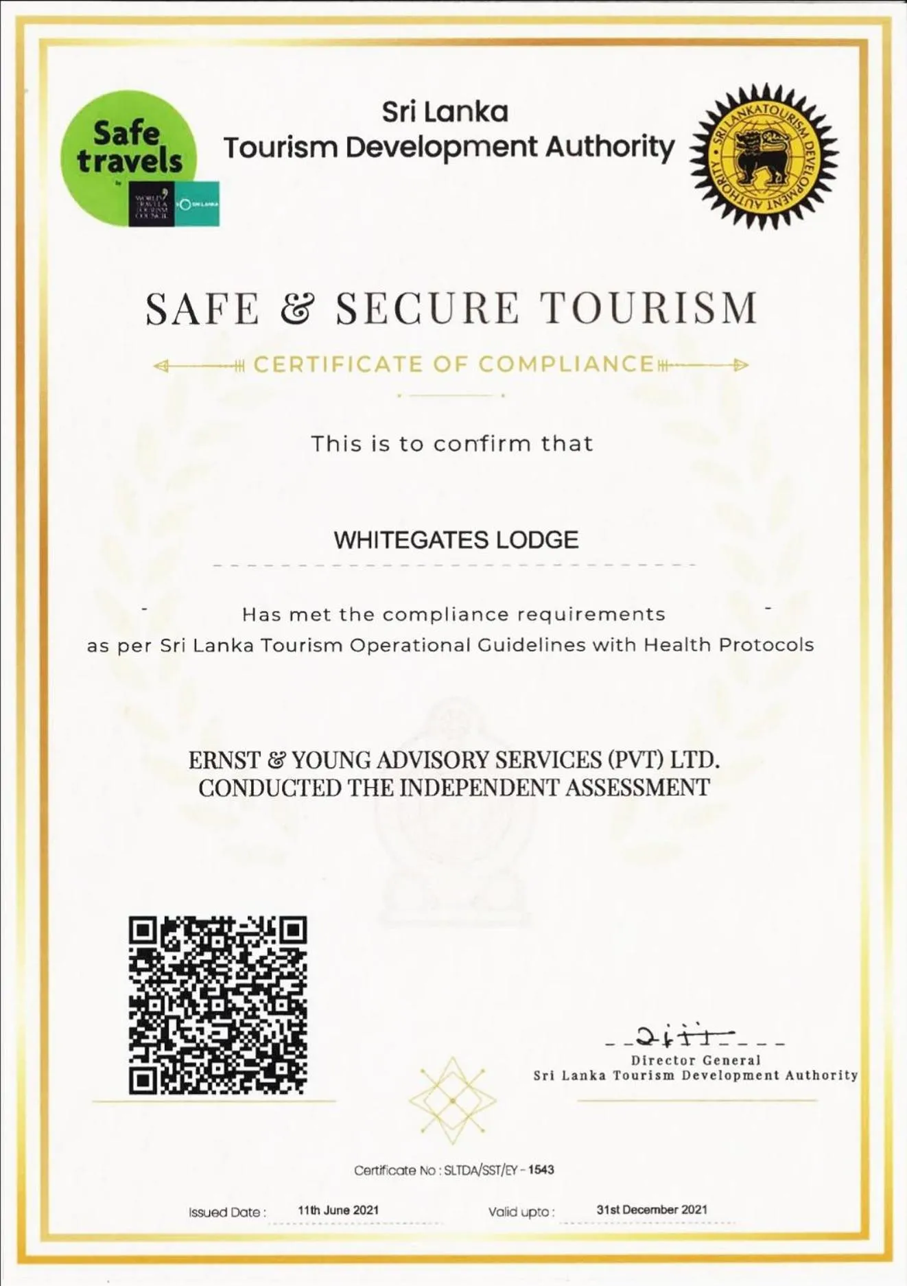 Logo/Certificate/Sign in The Whitegates Lodge