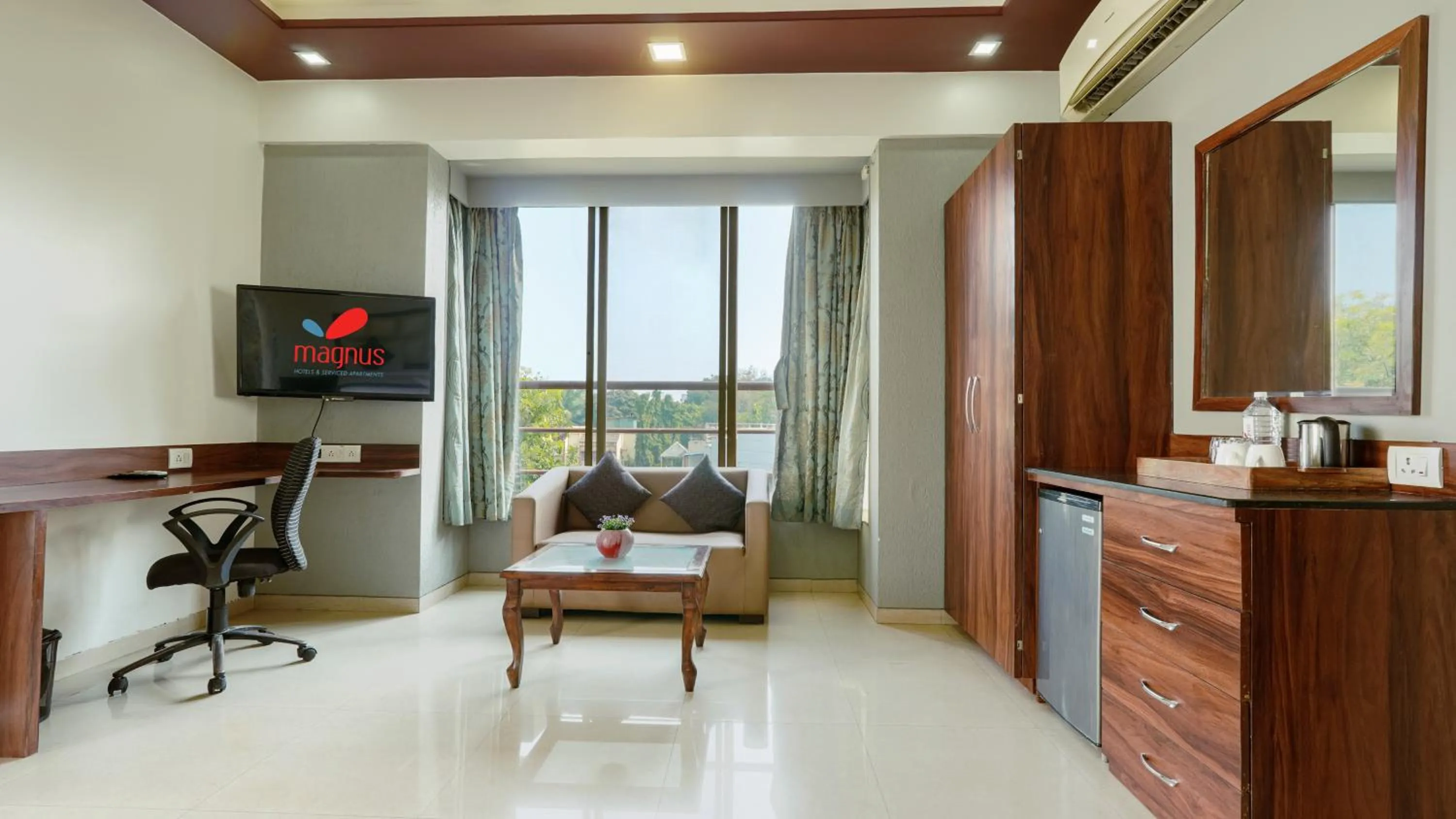 Living room in Magnus Vosiv Suites Kalyani Nagar