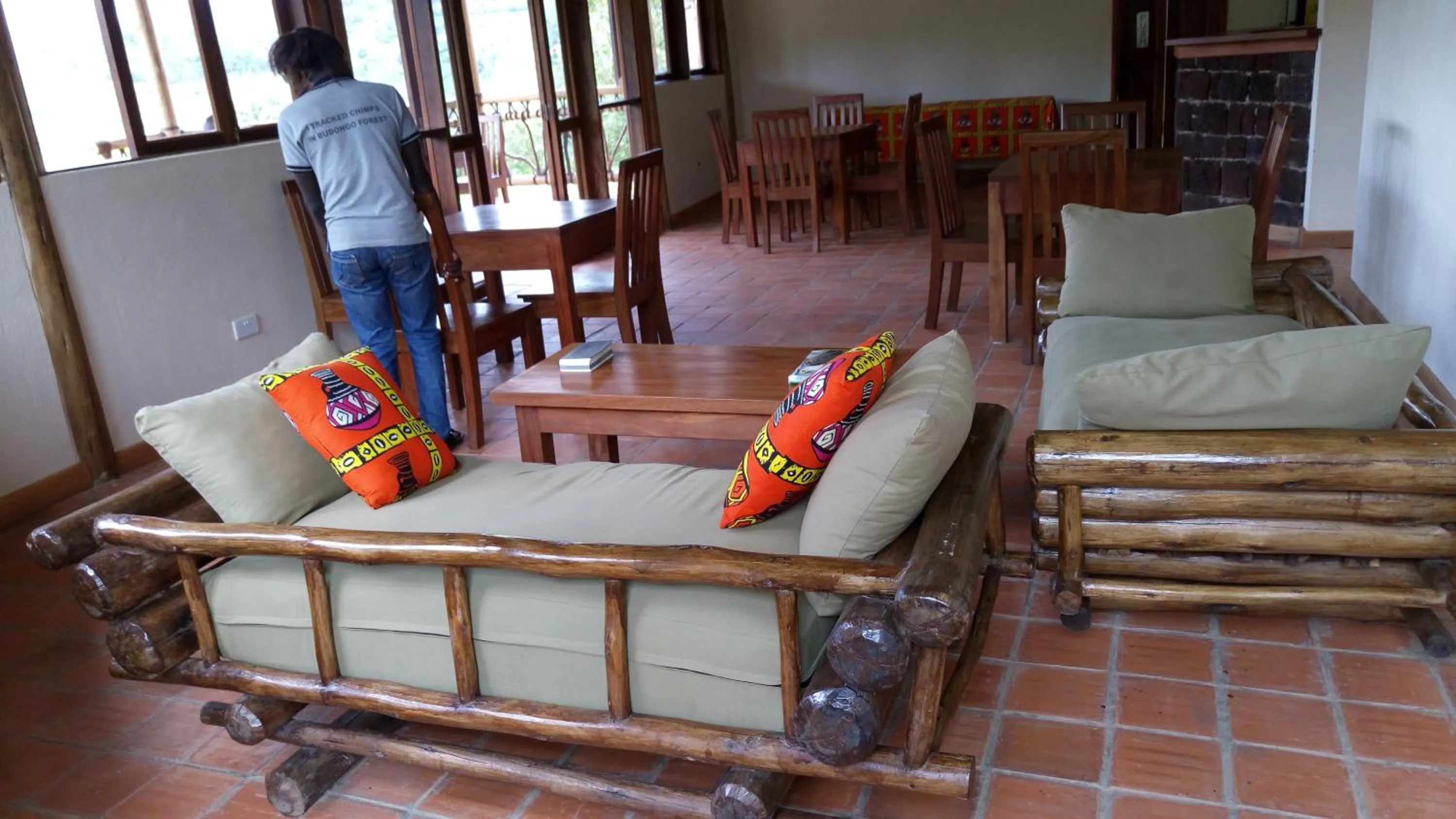 Living room in Ichumbi Gorilla Lodge