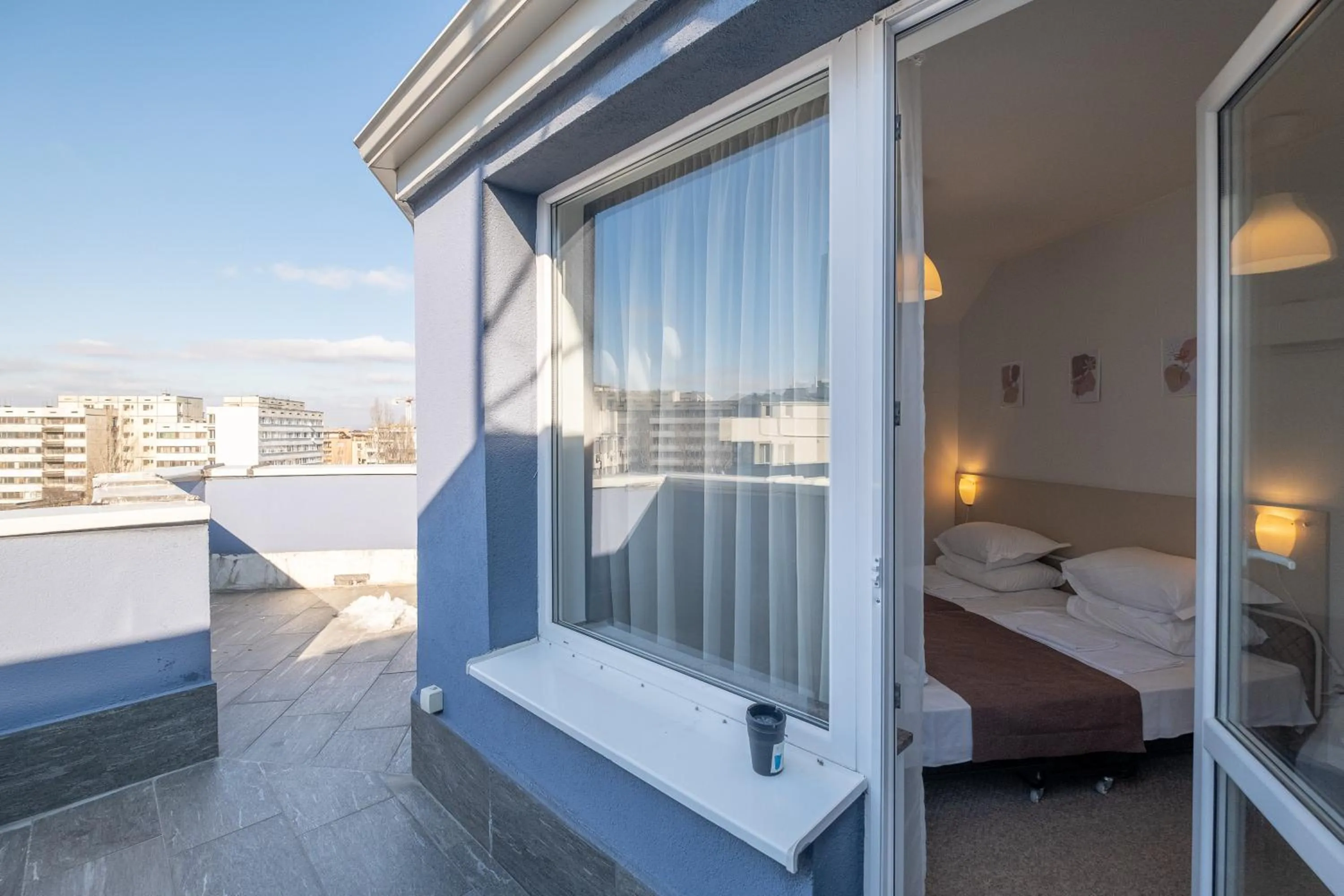 Balcony/Terrace, Bed in Blue Label Apart House