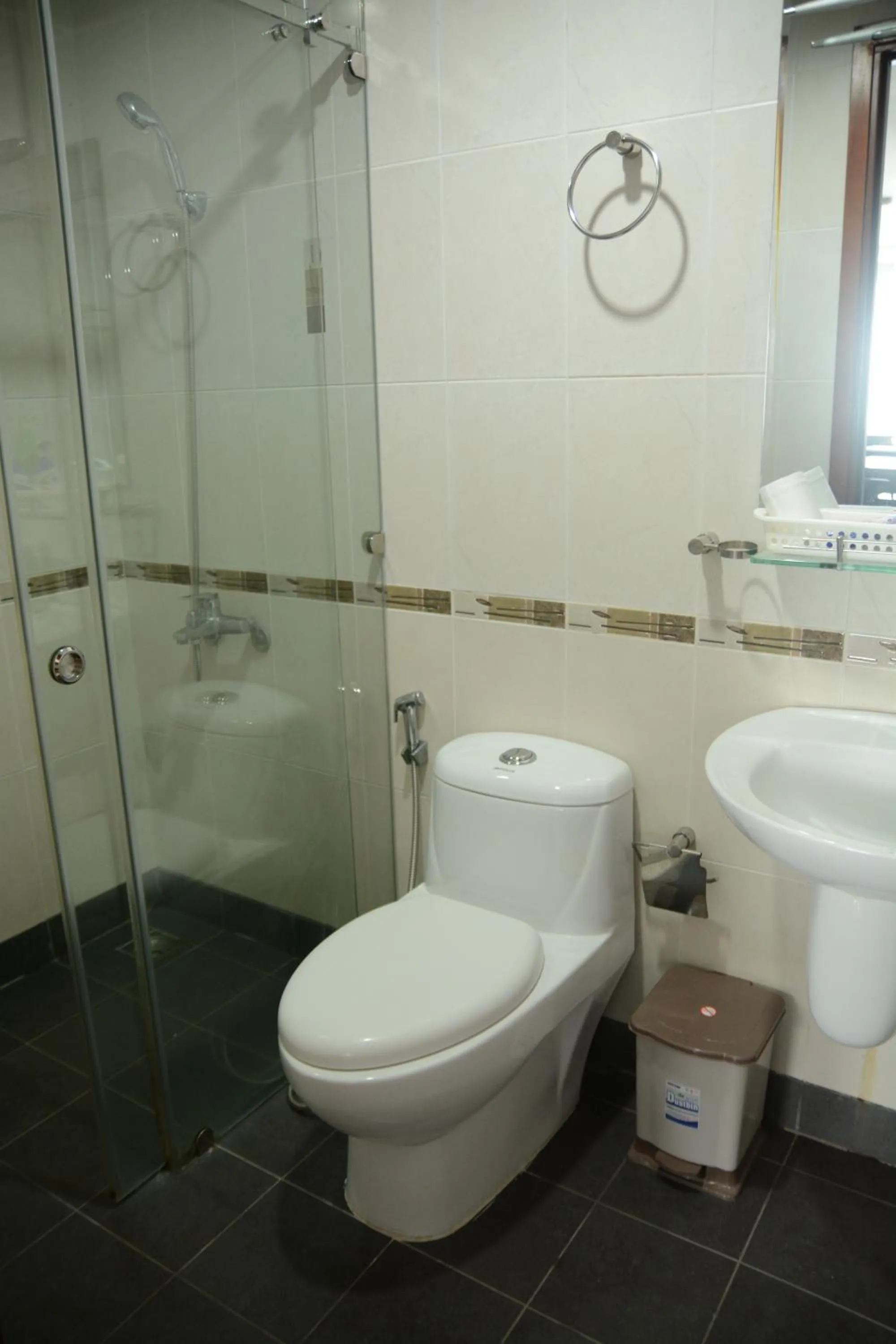 Shower in Chillax Apartment - Cozy 3-Bedroom City View Home at Tower, District 1