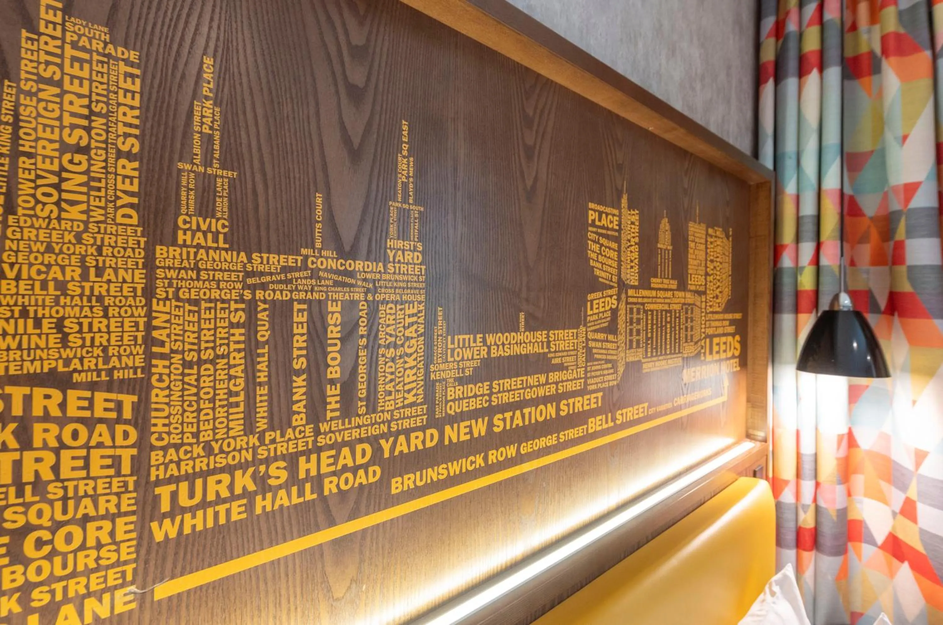 Decorative detail in ibis Styles Leeds City Centre Arena