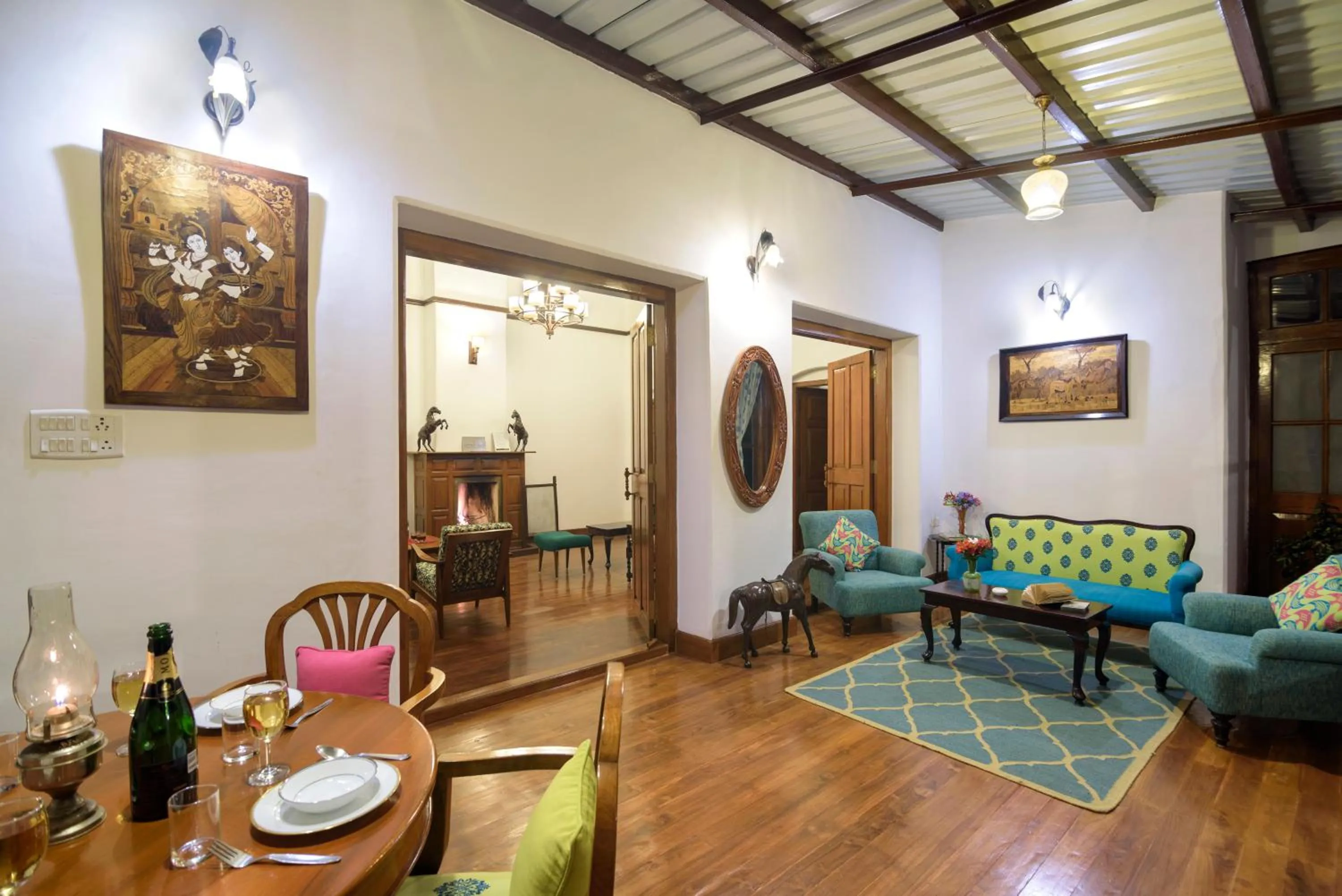 Lounge or bar in SaffronStays Milton Abbott Estate - 2BR colonial-era bungalow with garden, golf course views & bonfire nights near Ooty Golf Club