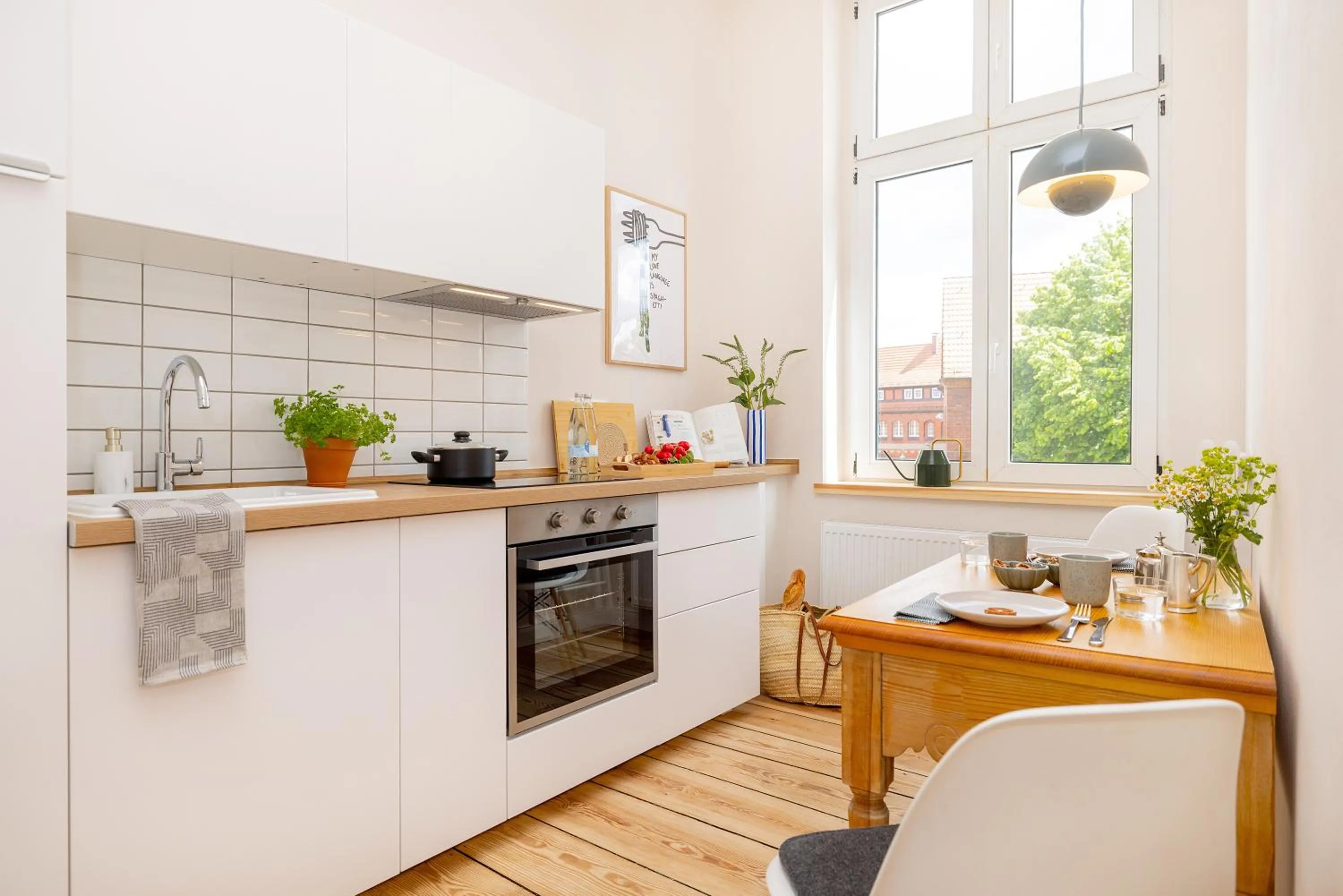 Kitchen or kitchenette in Apartments am Bahnhof