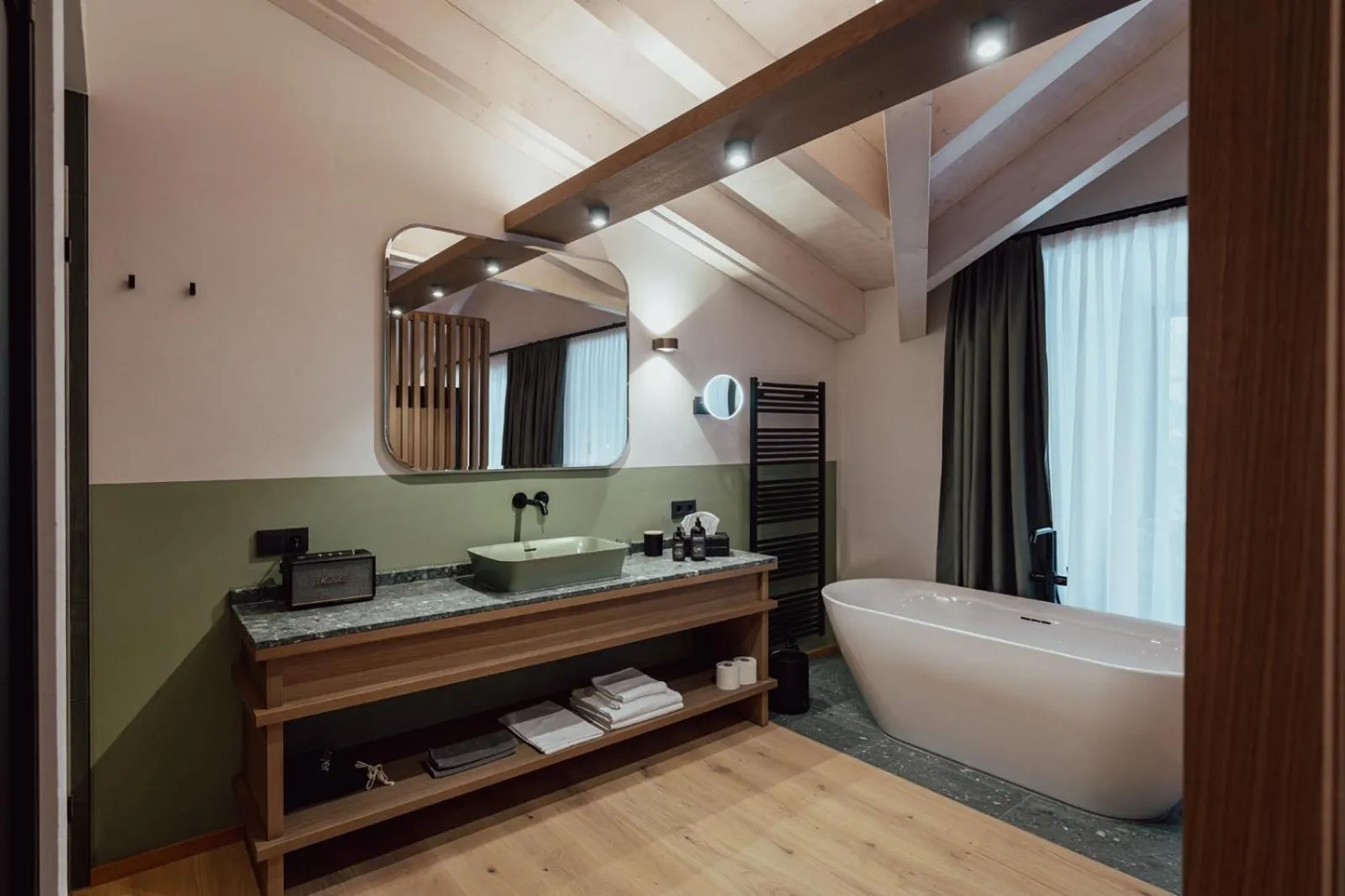 Bathroom, Bed in Hotel Auszeit