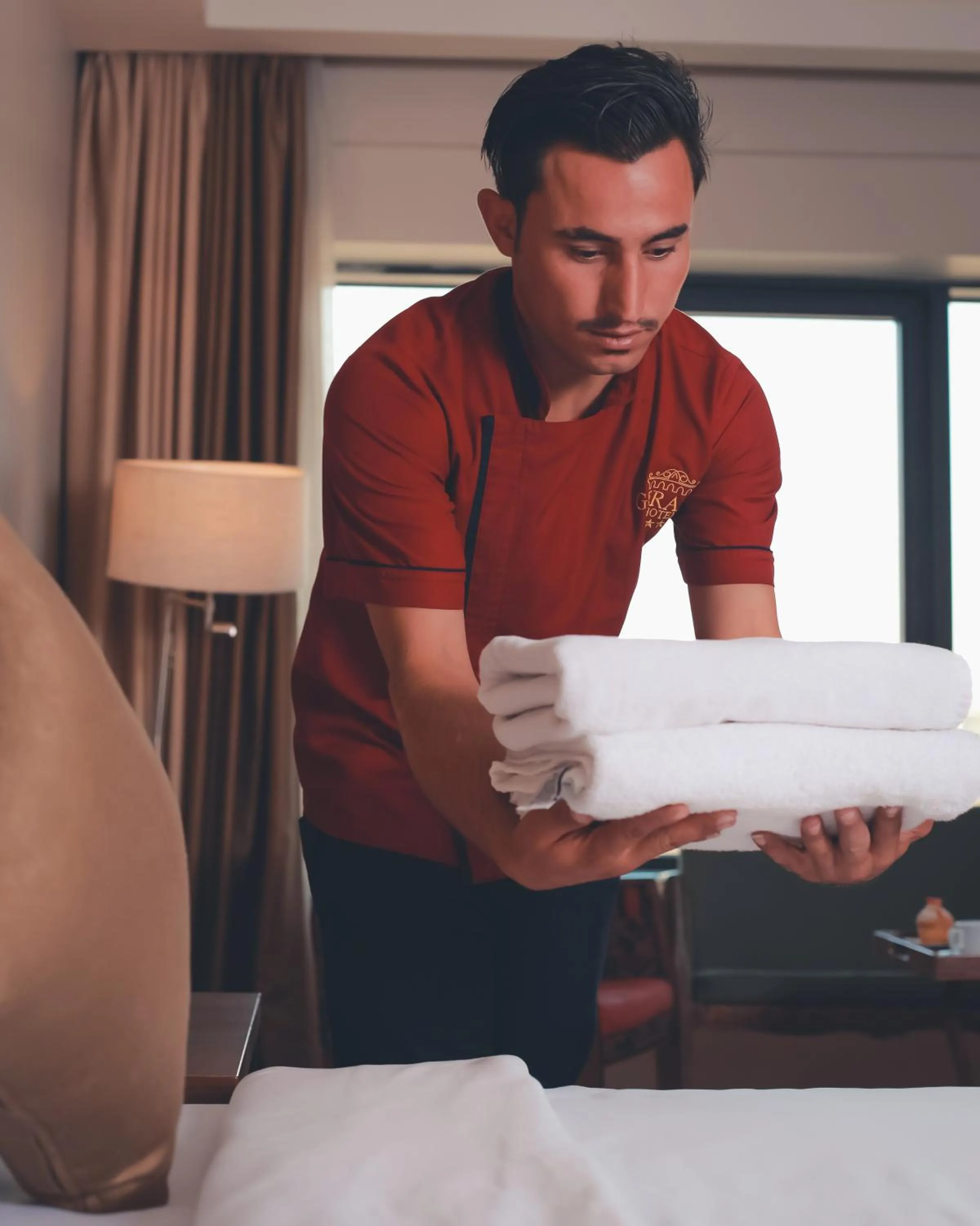 Staff, Bed in Gerasa Hotel