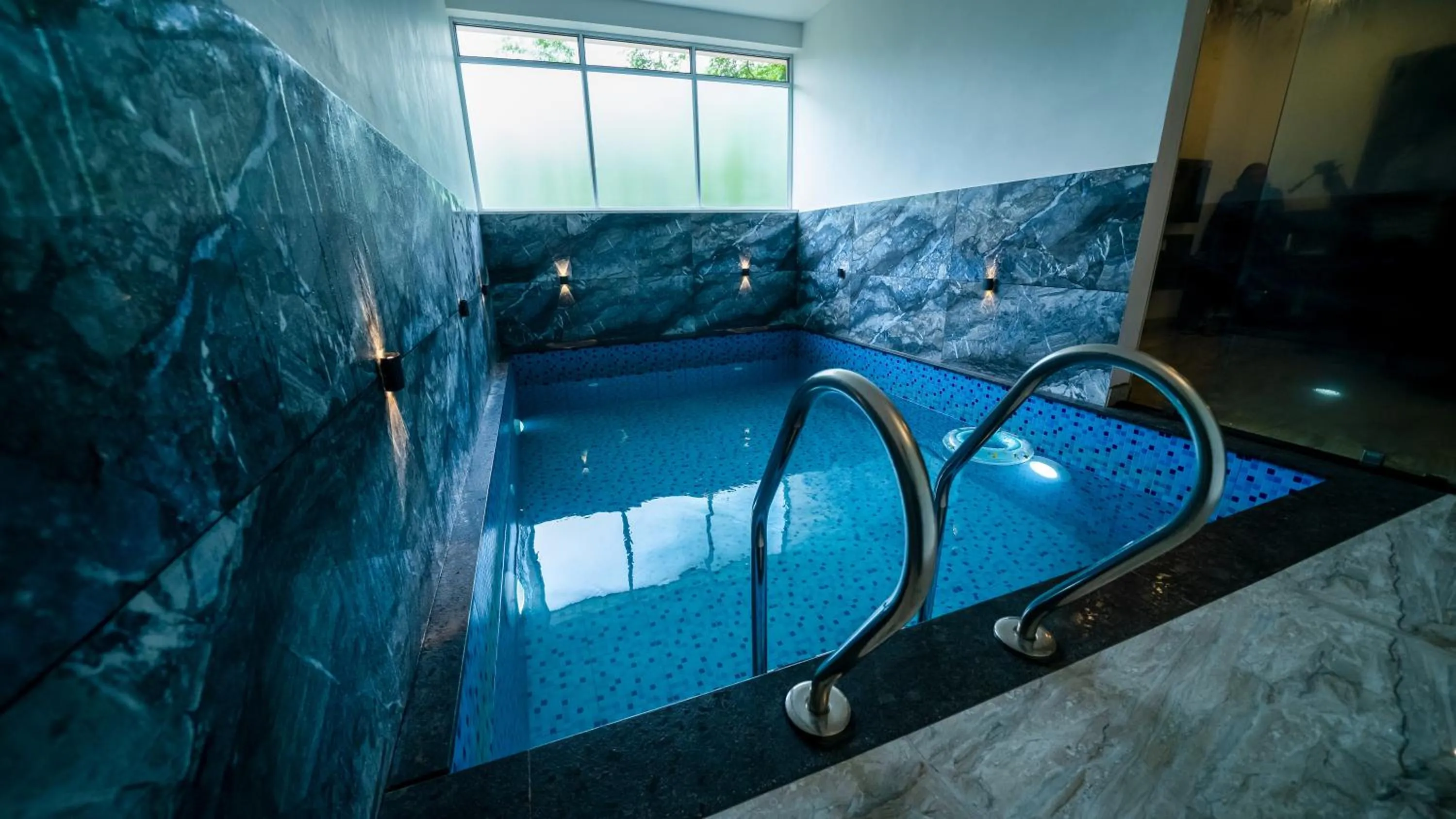 Pool view in Vythiri Holiday Resort, Wayanad