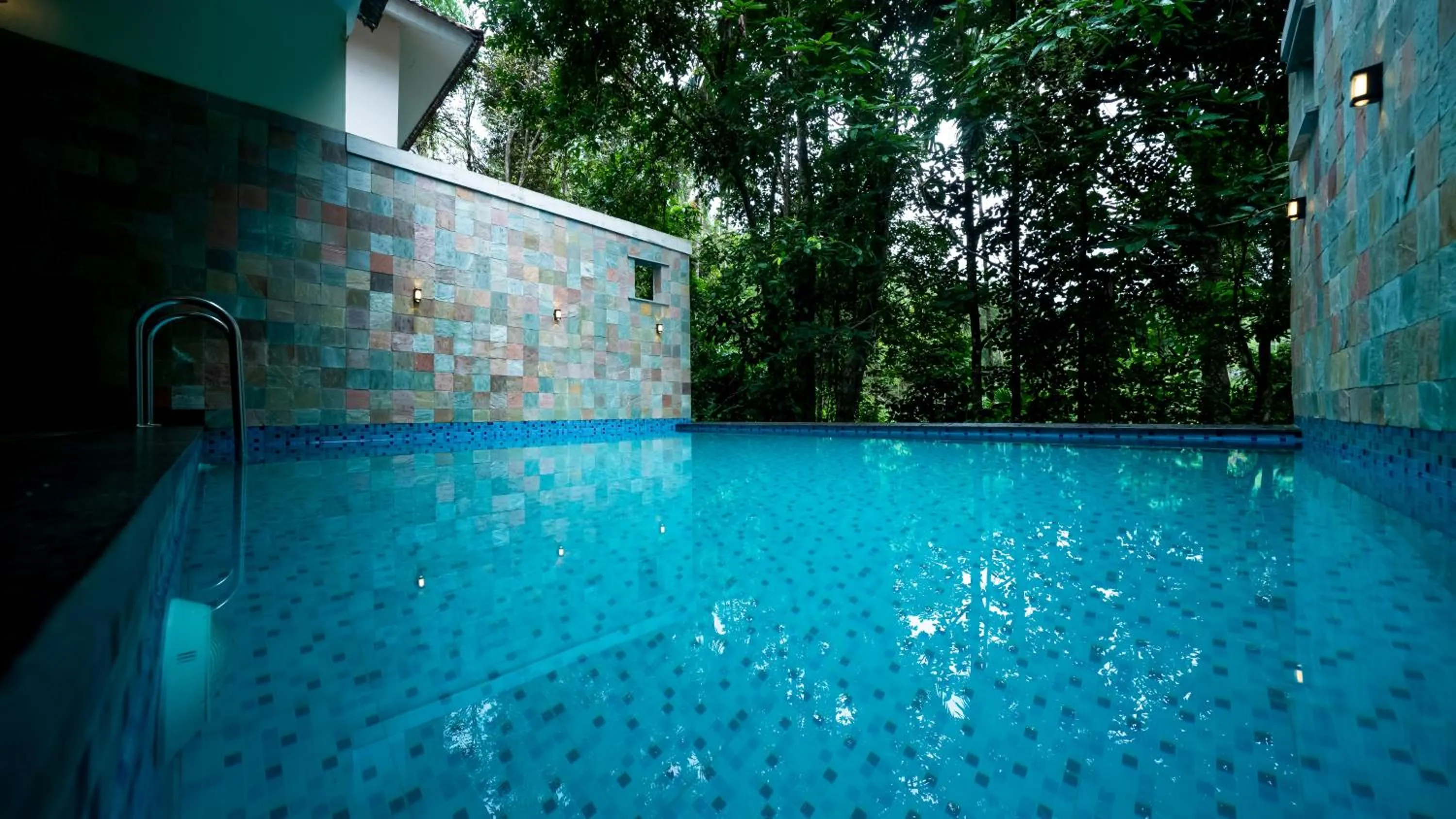 Pool view in Vythiri Holiday Resort, Wayanad