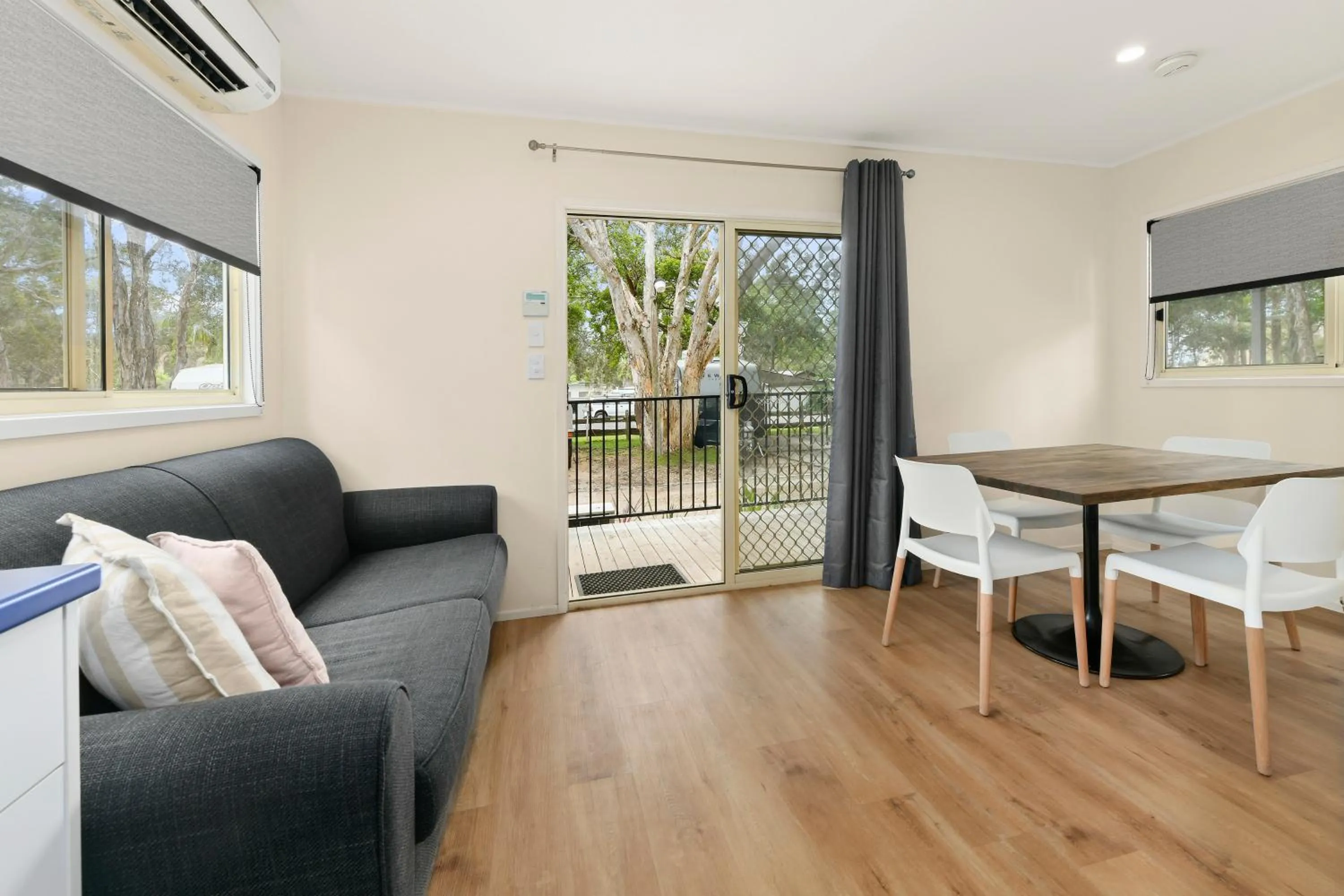 Living room in Flynns Beach Caravan Park