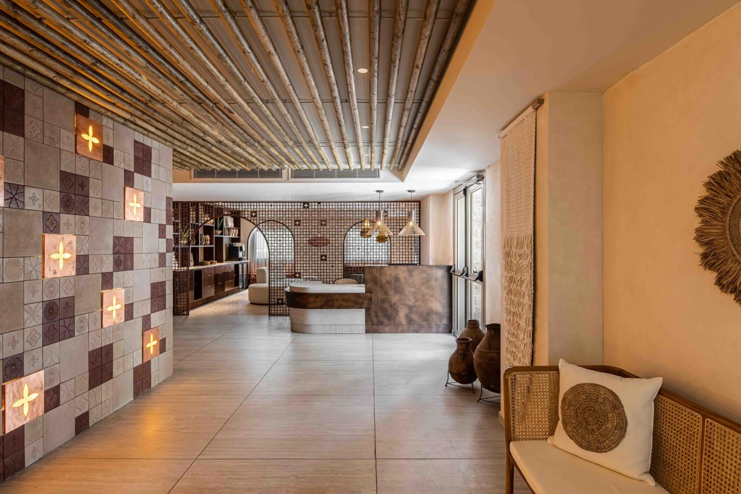 Lobby or reception, Bed in Oasis Spa Club Dead Sea Hotel - 18 years Plus