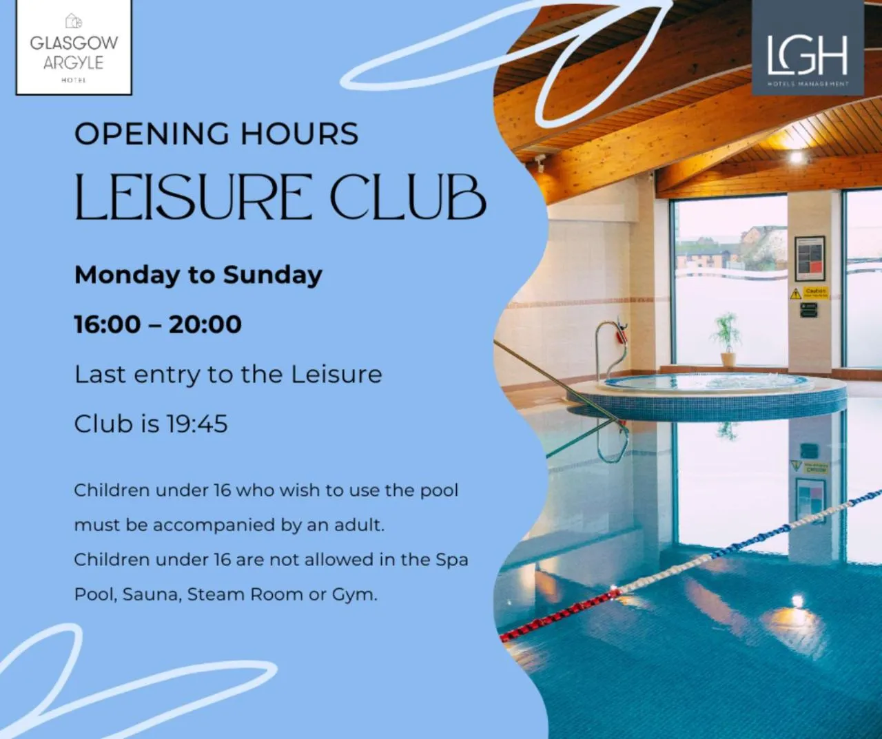 Swimming pool in Glasgow Argyle Hotel, BW Signature Collection