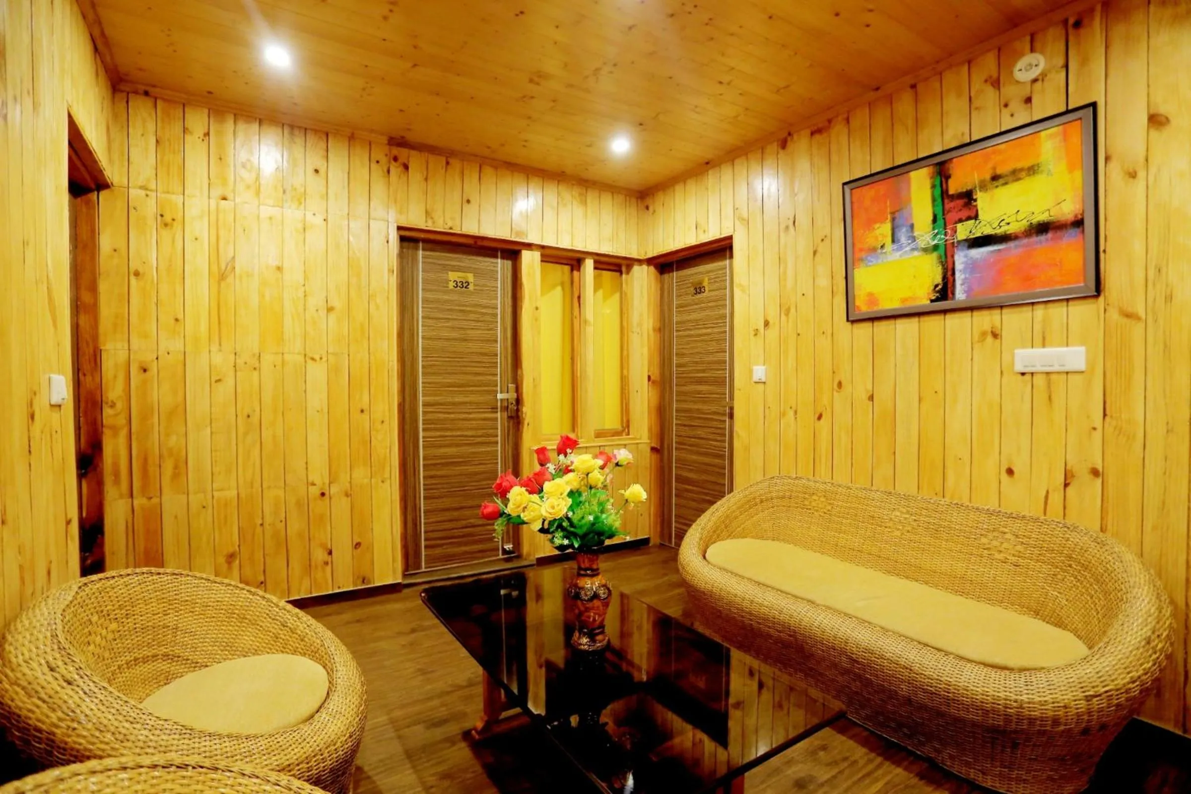 Seating area in Amara Resorts Manali