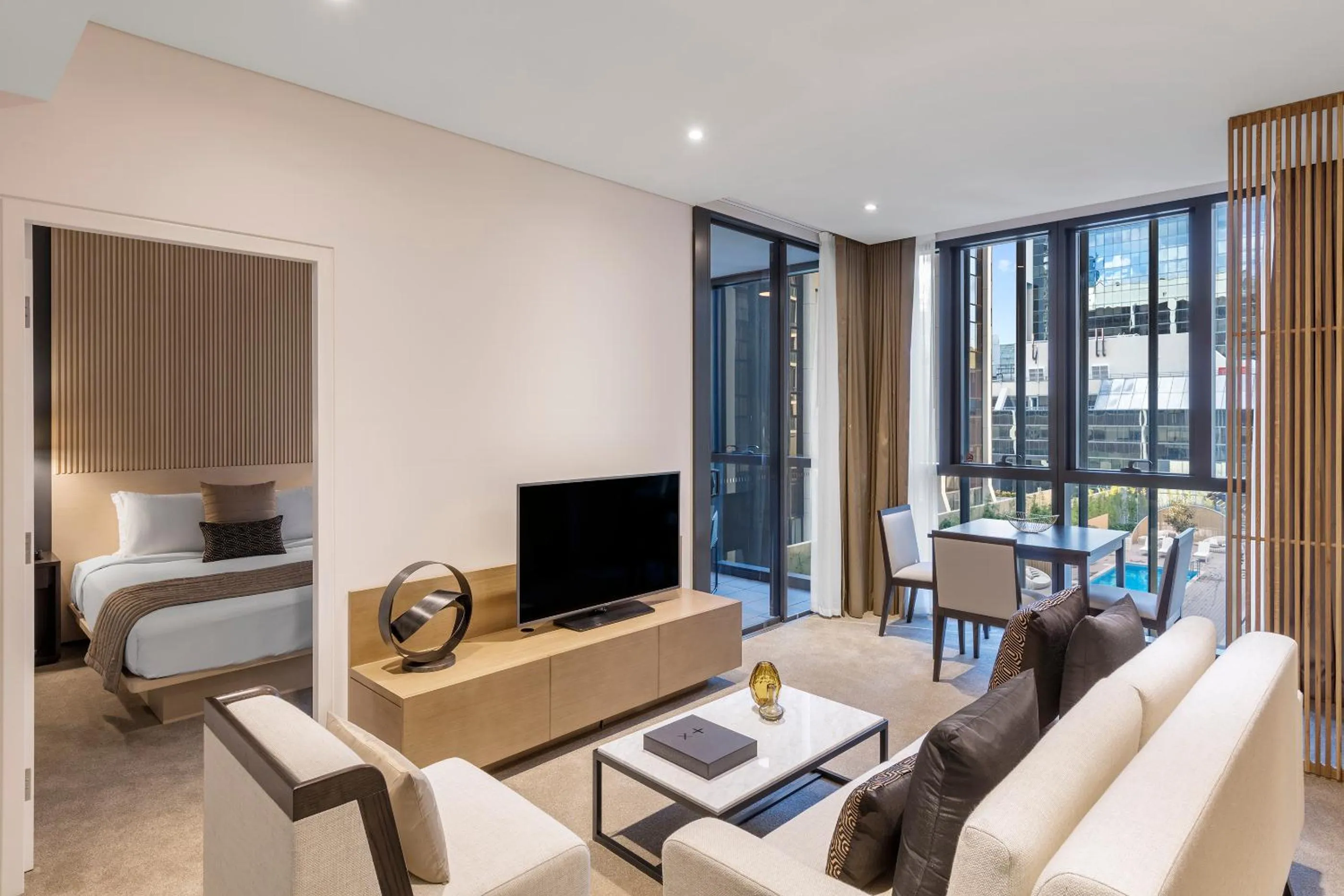 Bed in SKYE Hotel Suites Parramatta