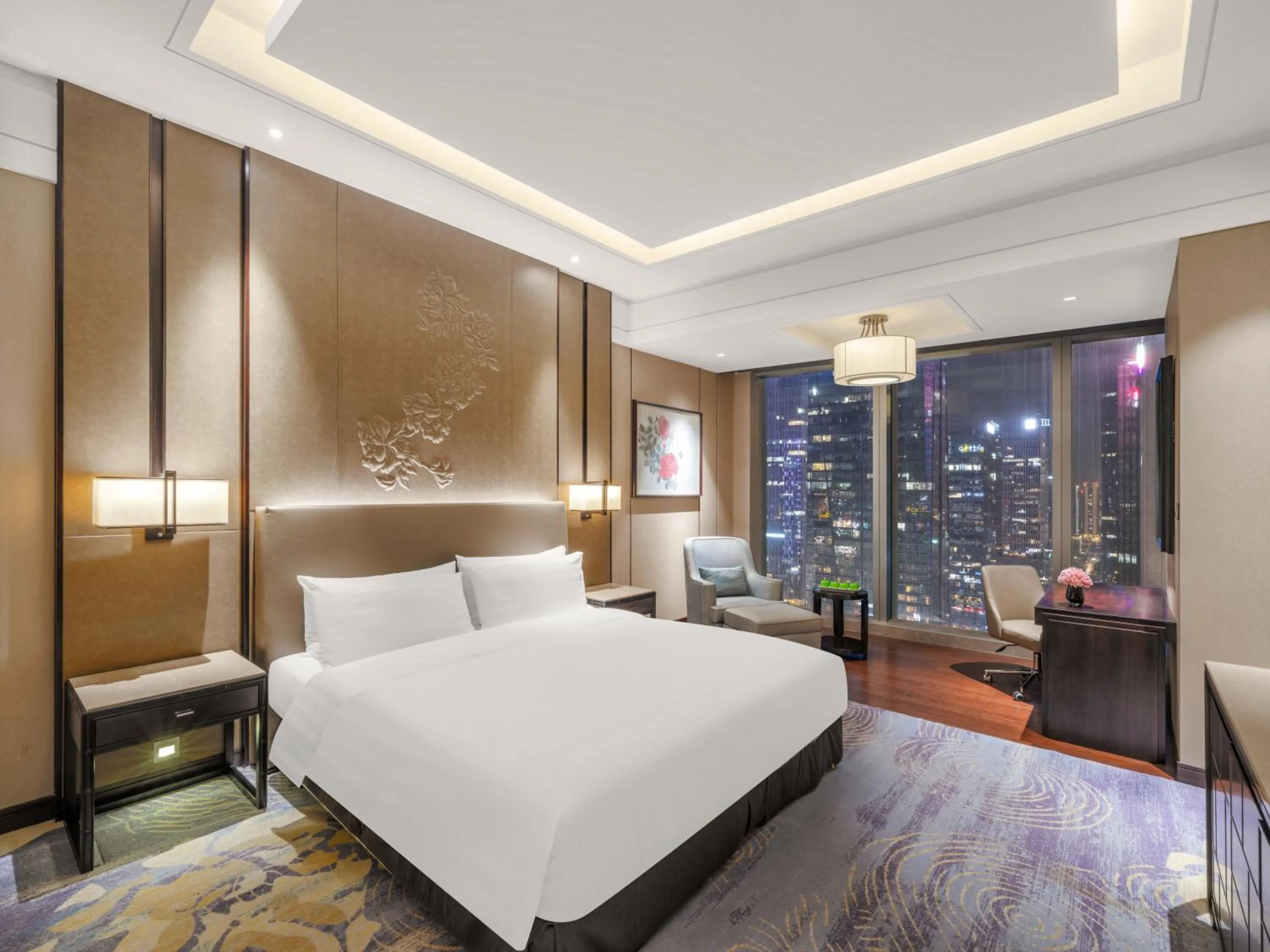 Bedroom, Bed in Shangri-La Yiwu