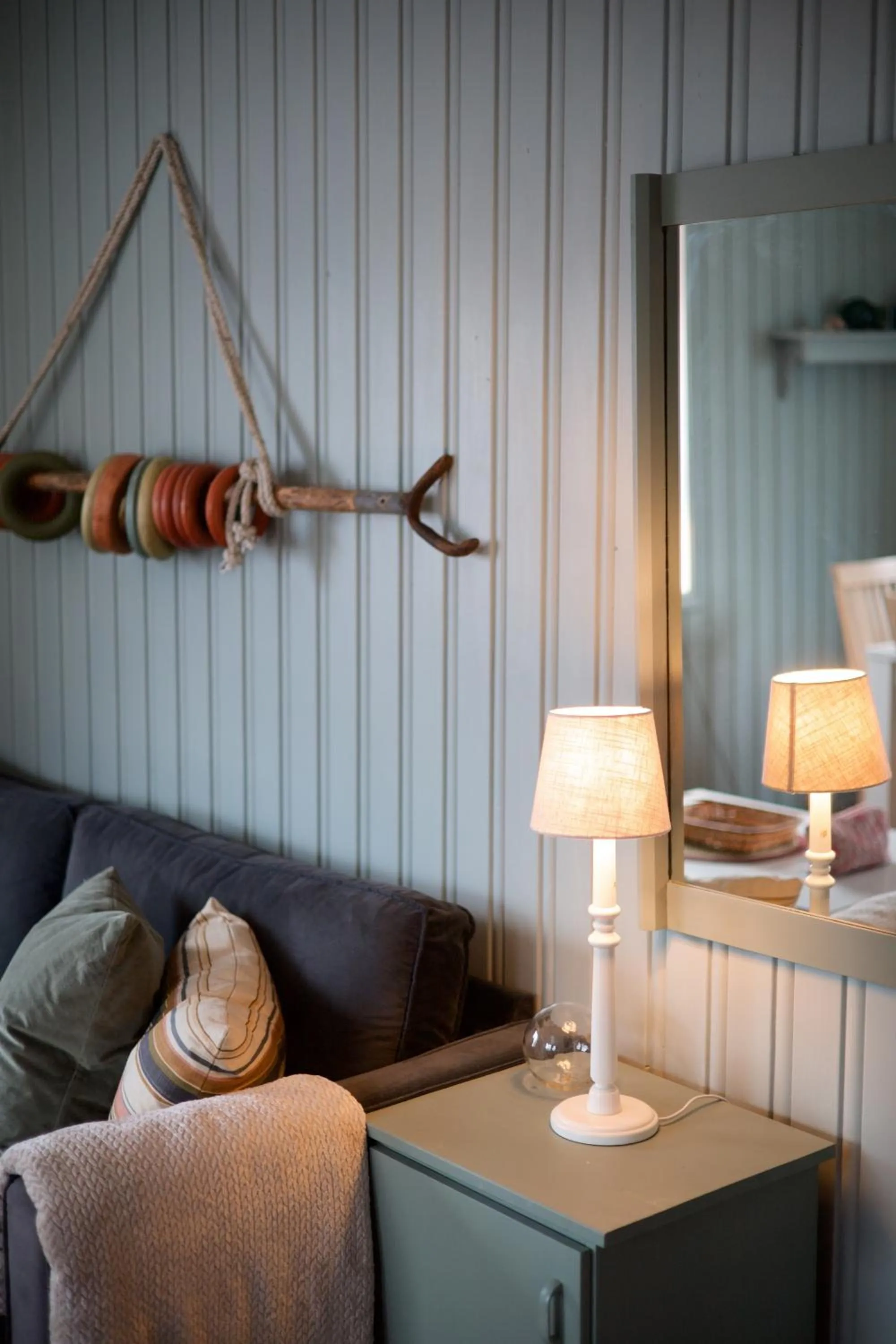 Living room, Bed in Lydersen Rorbuer Budget Hostel & Private Apartments