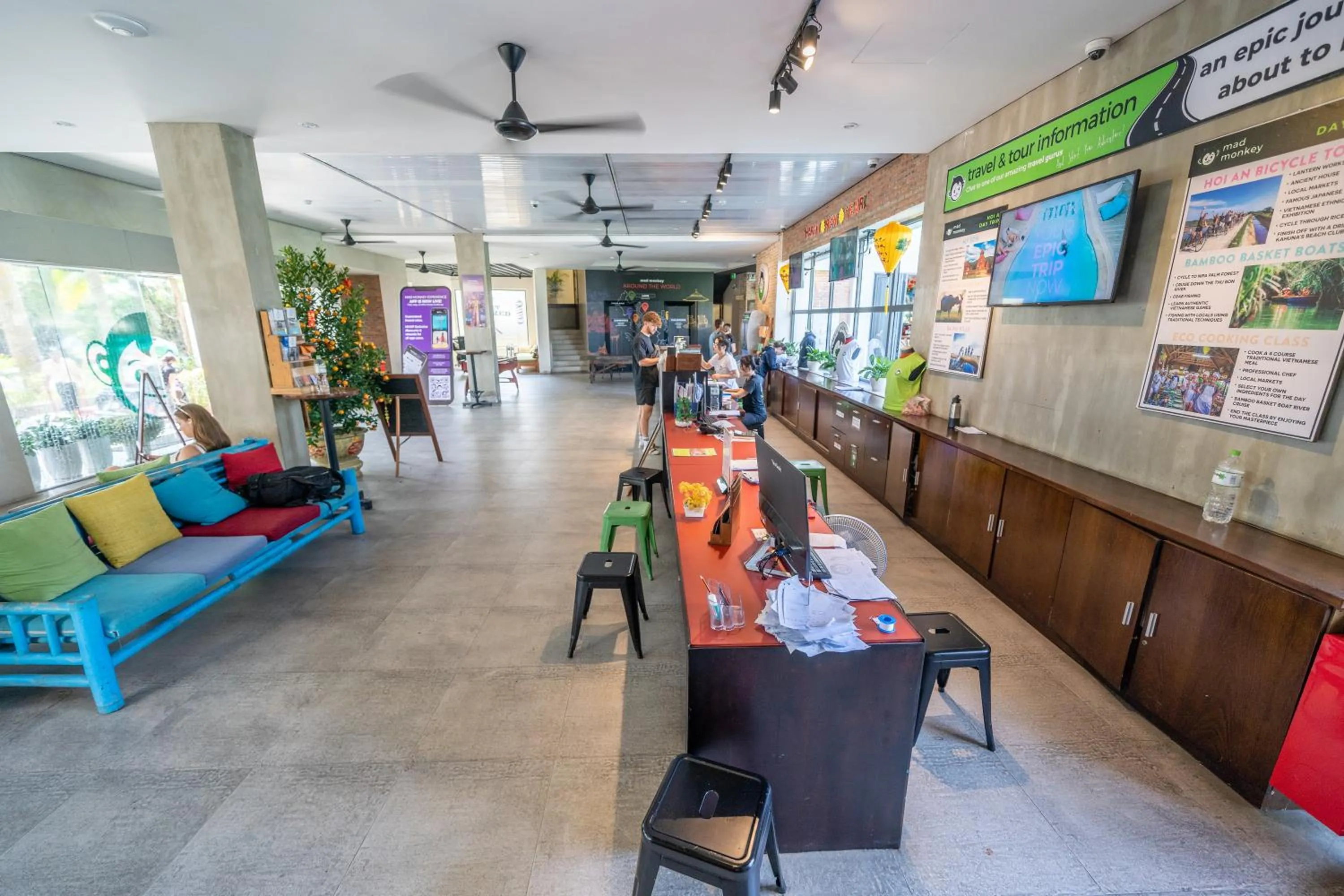 Seating area in Mad Monkey Hoi An