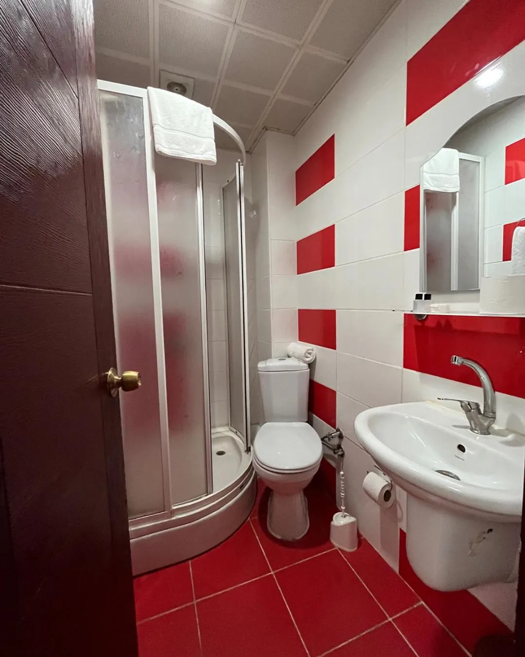 Shower in Red White Hotel