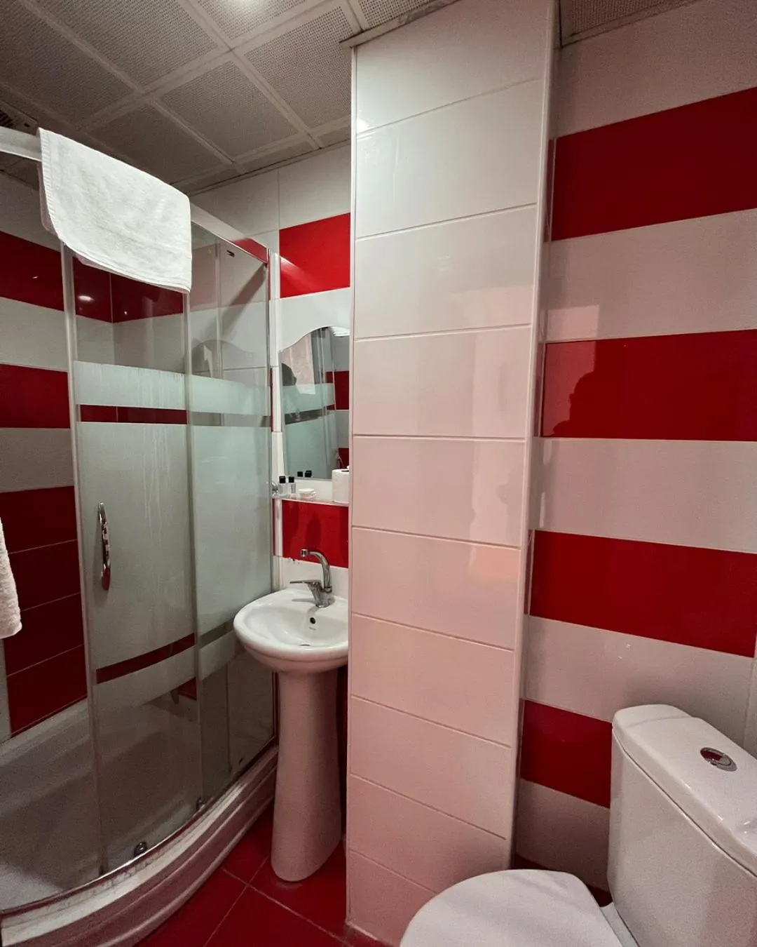 Shower in Red White Hotel