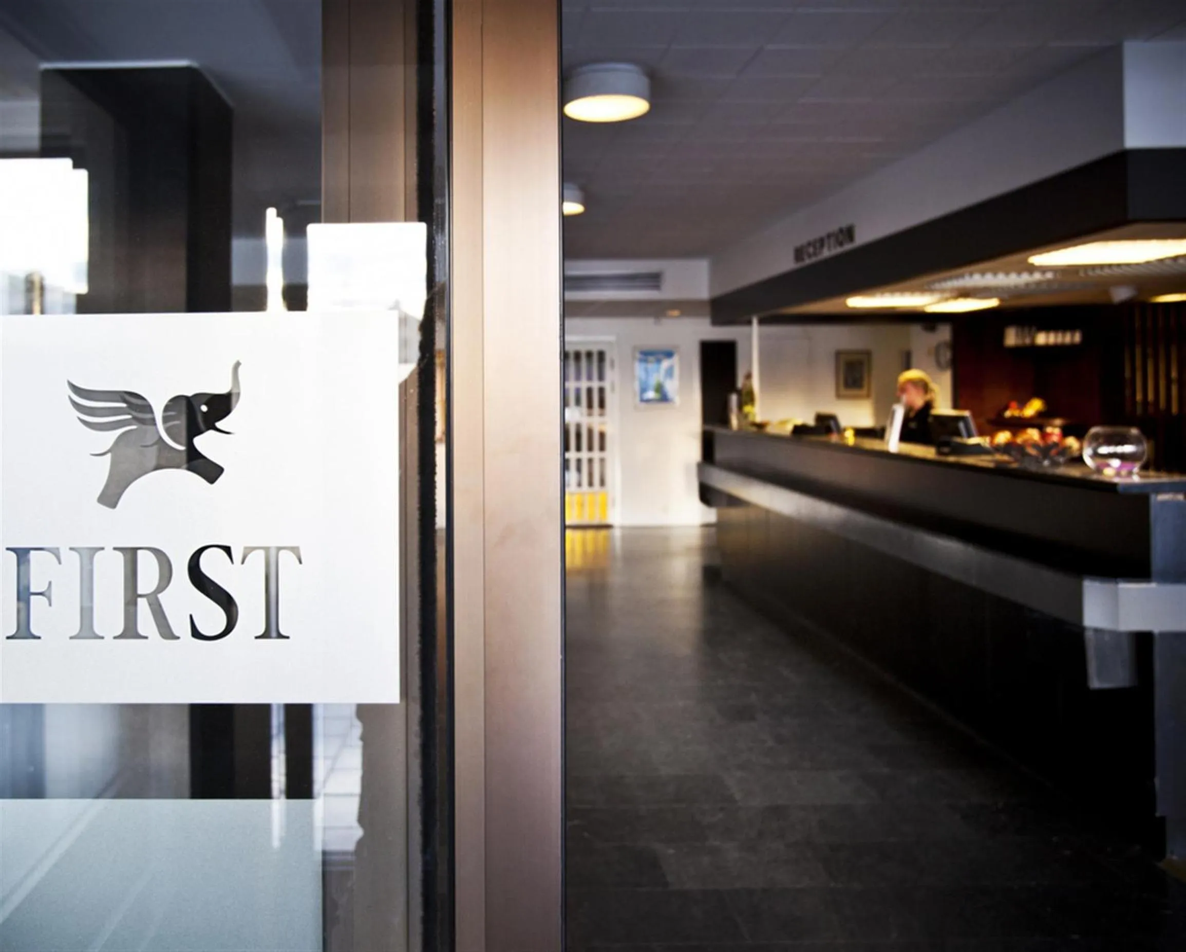 Lobby or reception in First Hotel Stadt