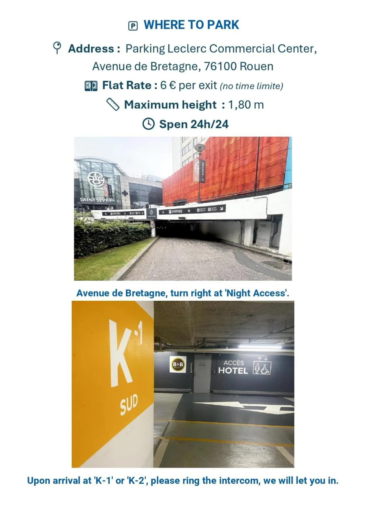 Parking in B&B HOTEL Rouen Centre