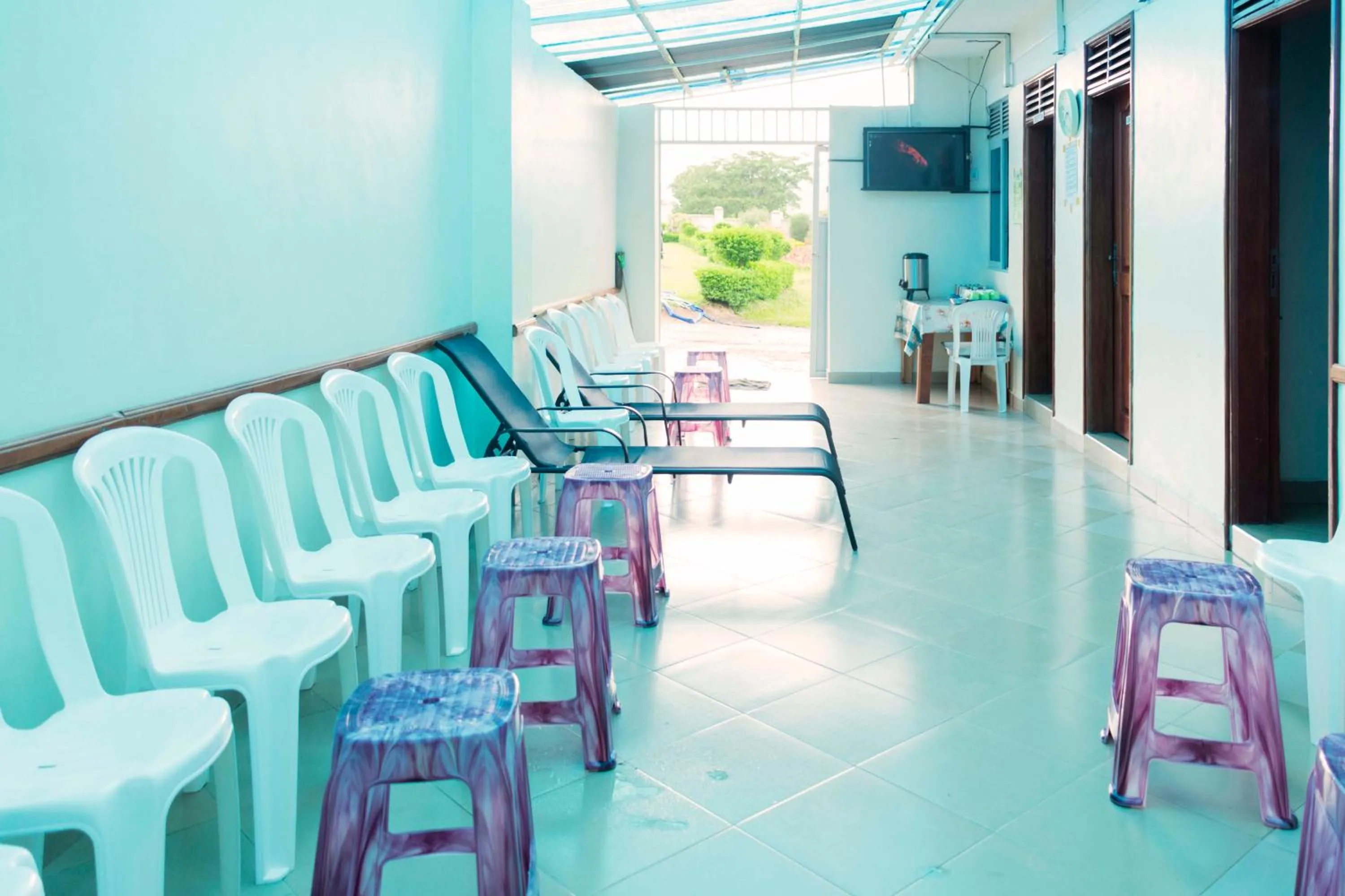 Communal lounge/ TV room in Japs Motel Mbarara