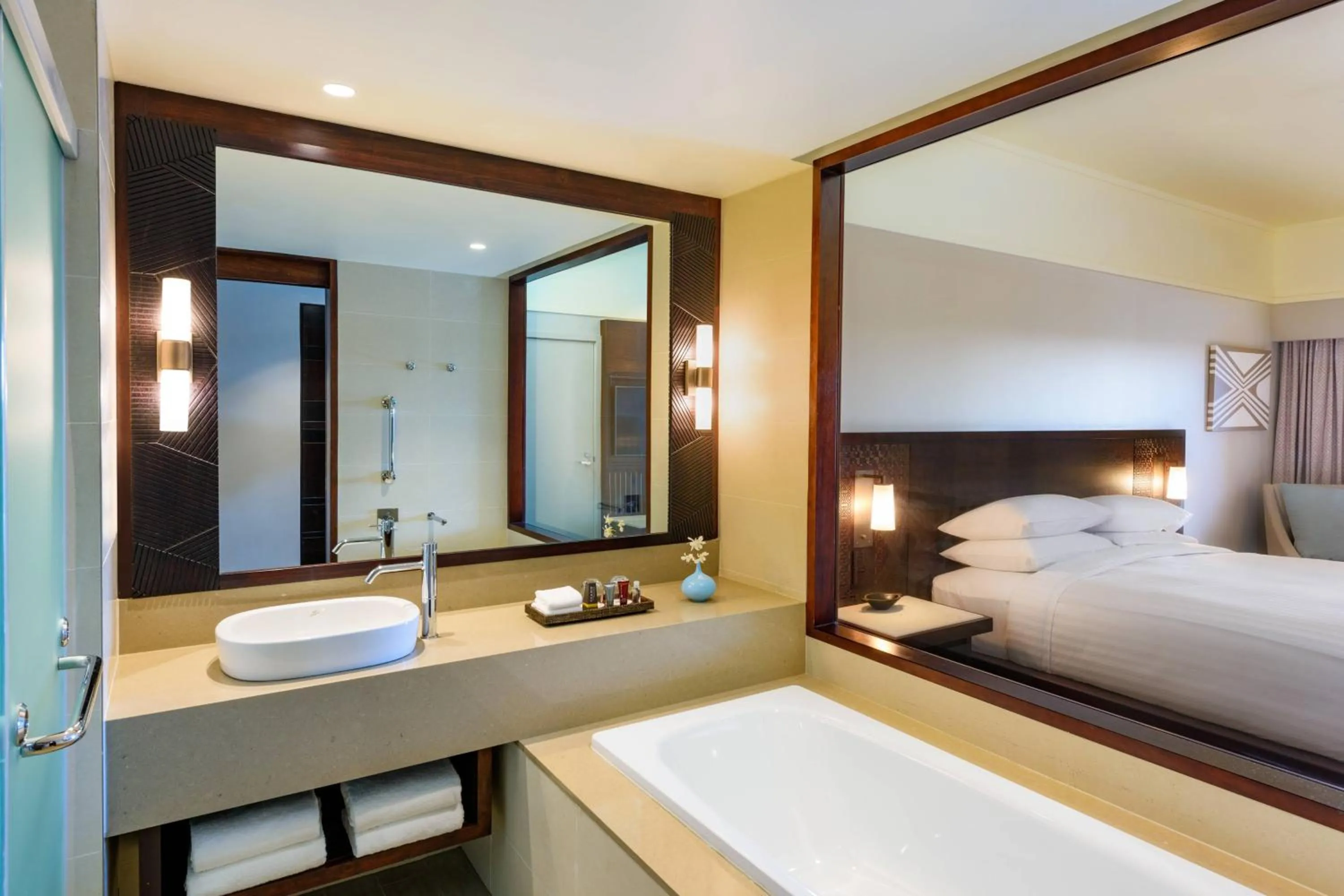 Bathroom, Bed in Fiji Marriott Resort Momi Bay