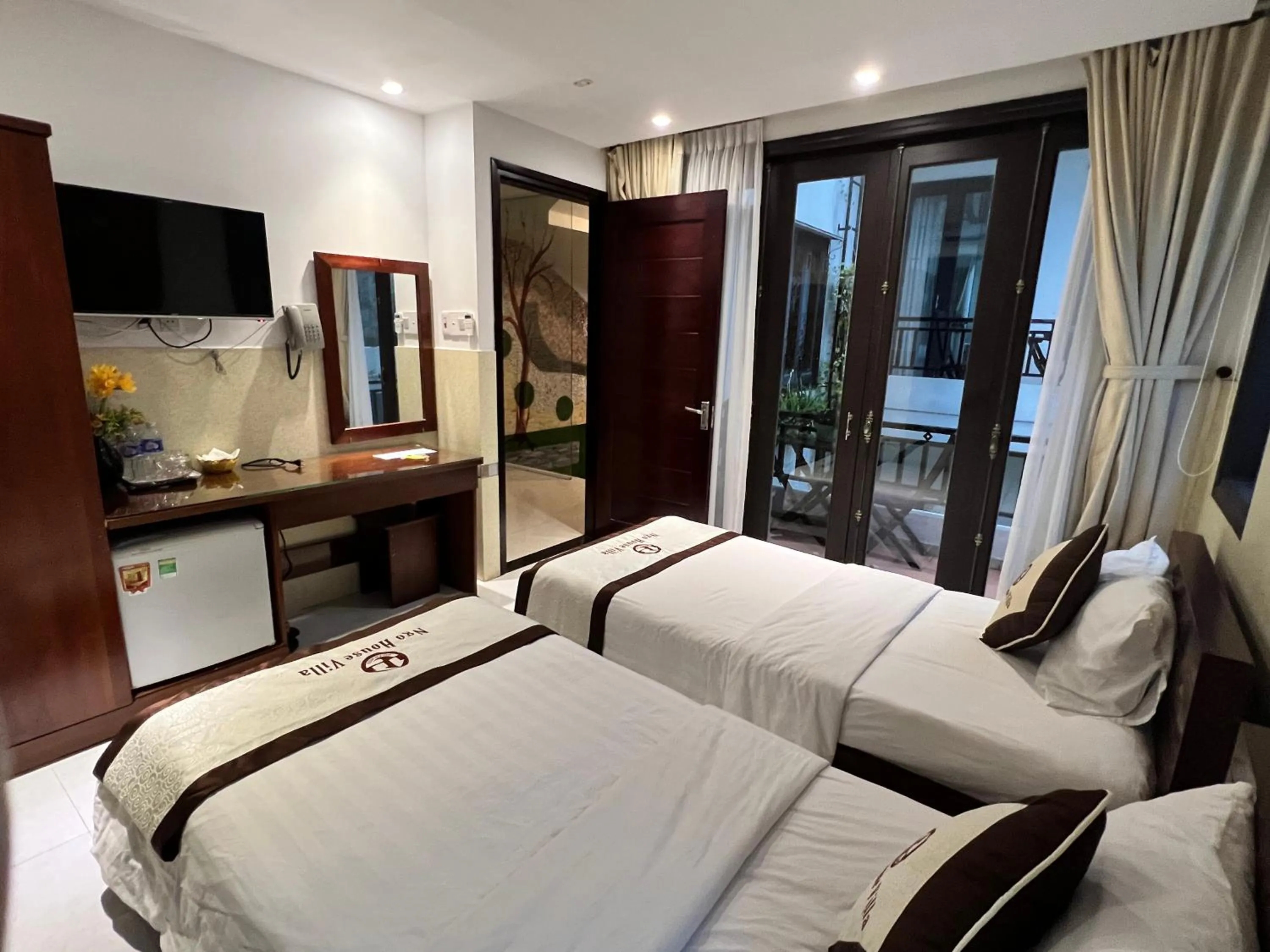 Bed in Ngo House Villa