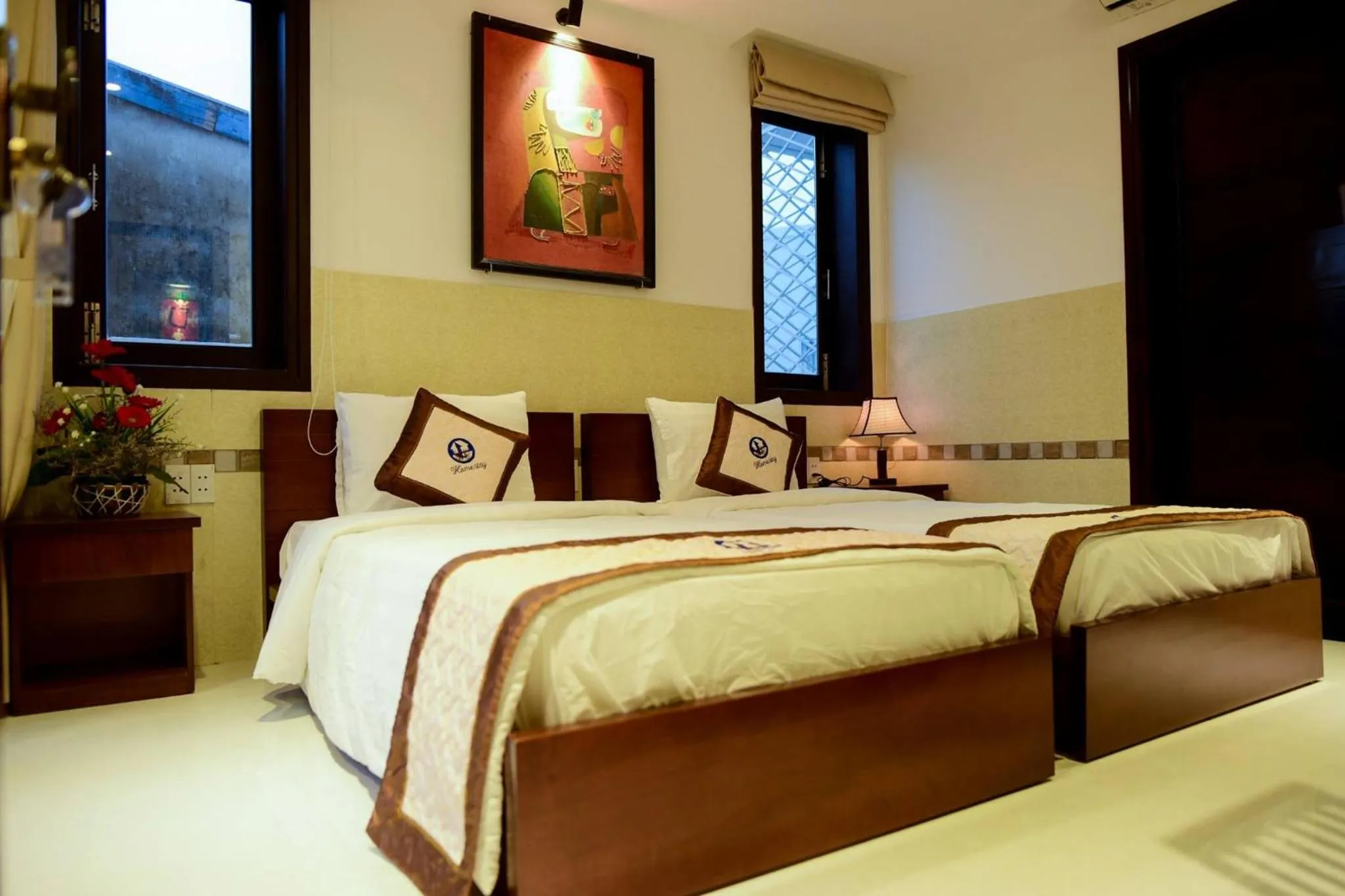 Bed in Ngo House Villa