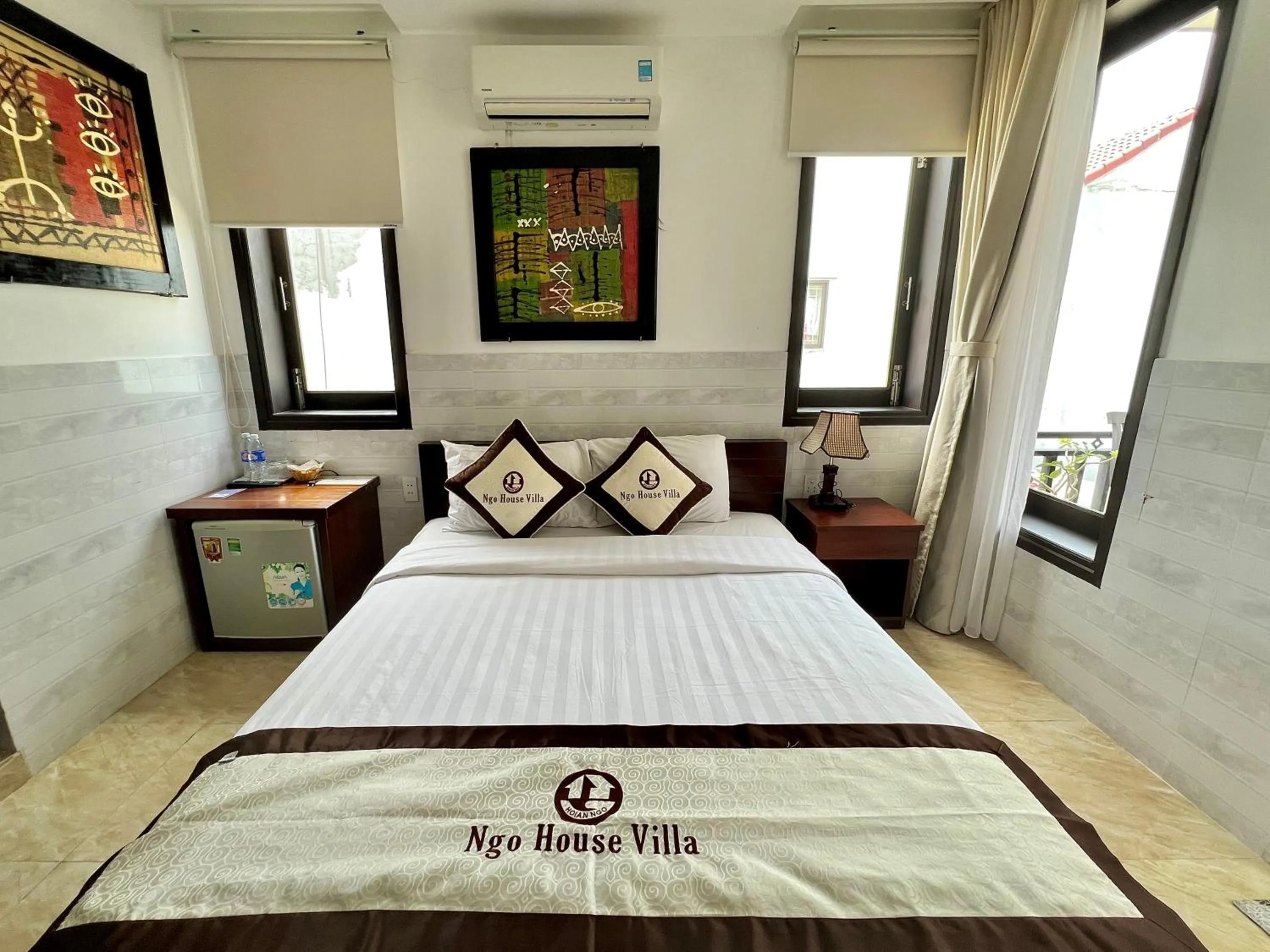 Bed in Ngo House Villa