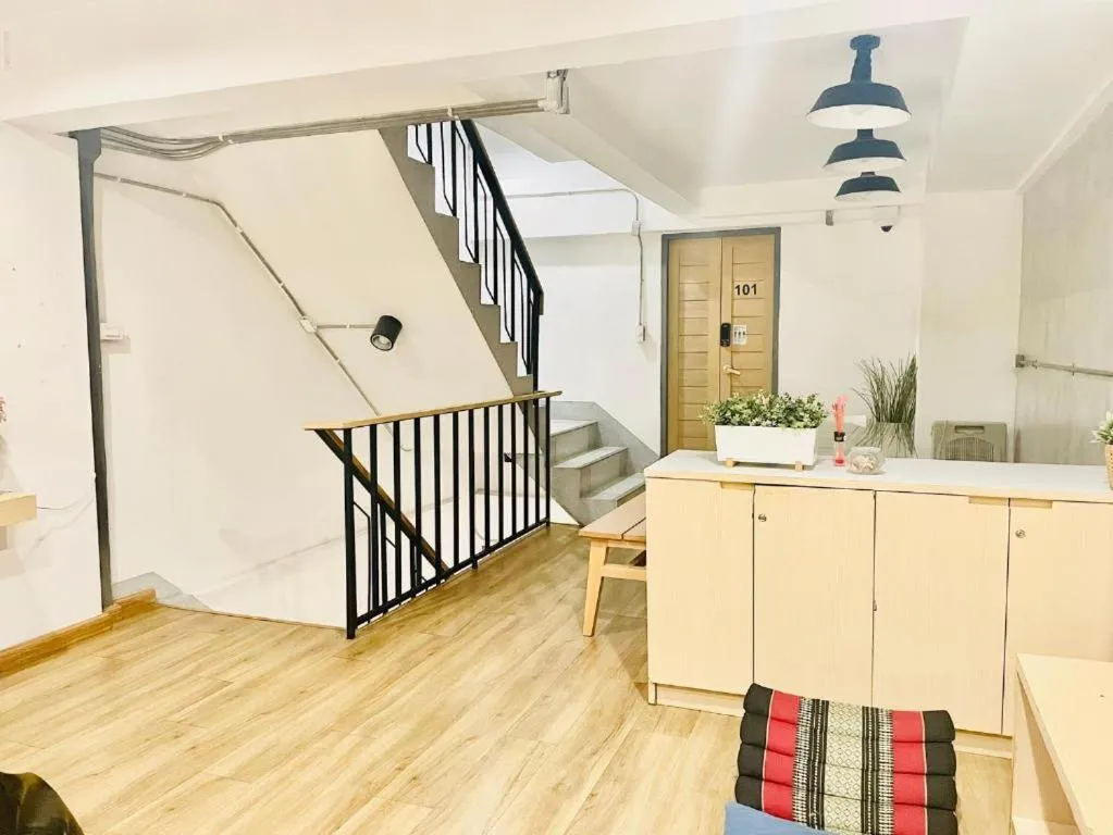 Seating area in ORA Hostel Bangkok