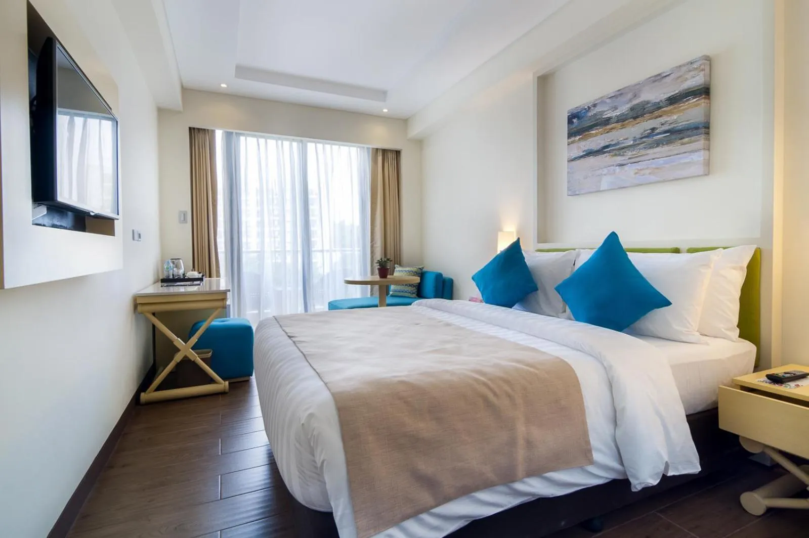 Bed in Savoy Hotel Boracay near Newcoast Beach