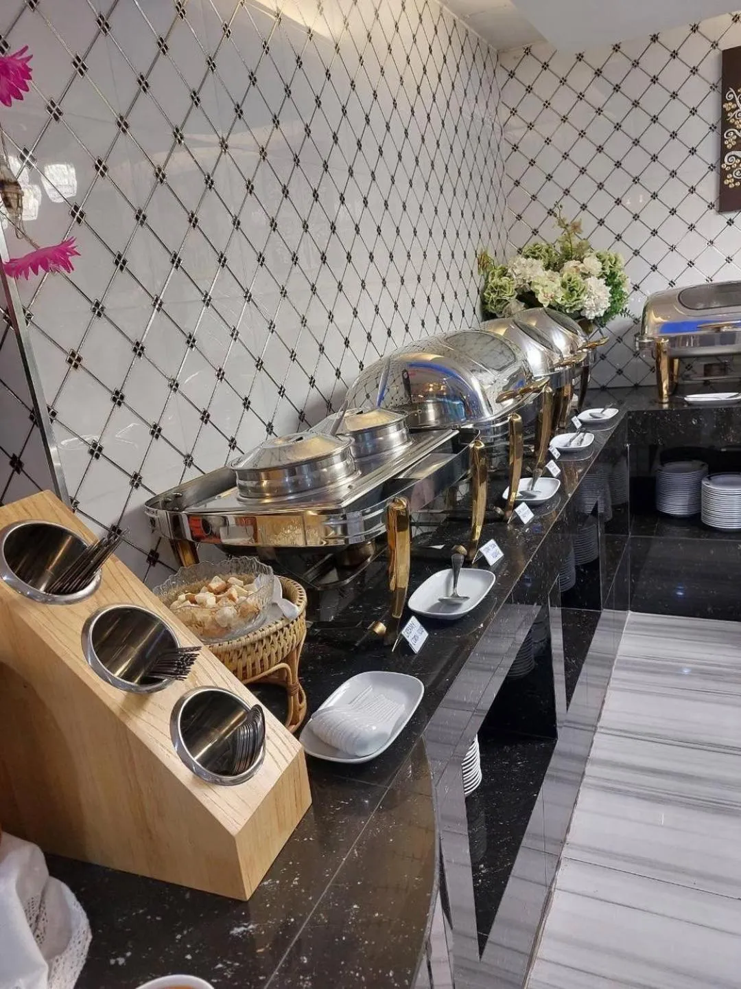 Buffet breakfast in Top High Airport Link Hotel, Bangkok